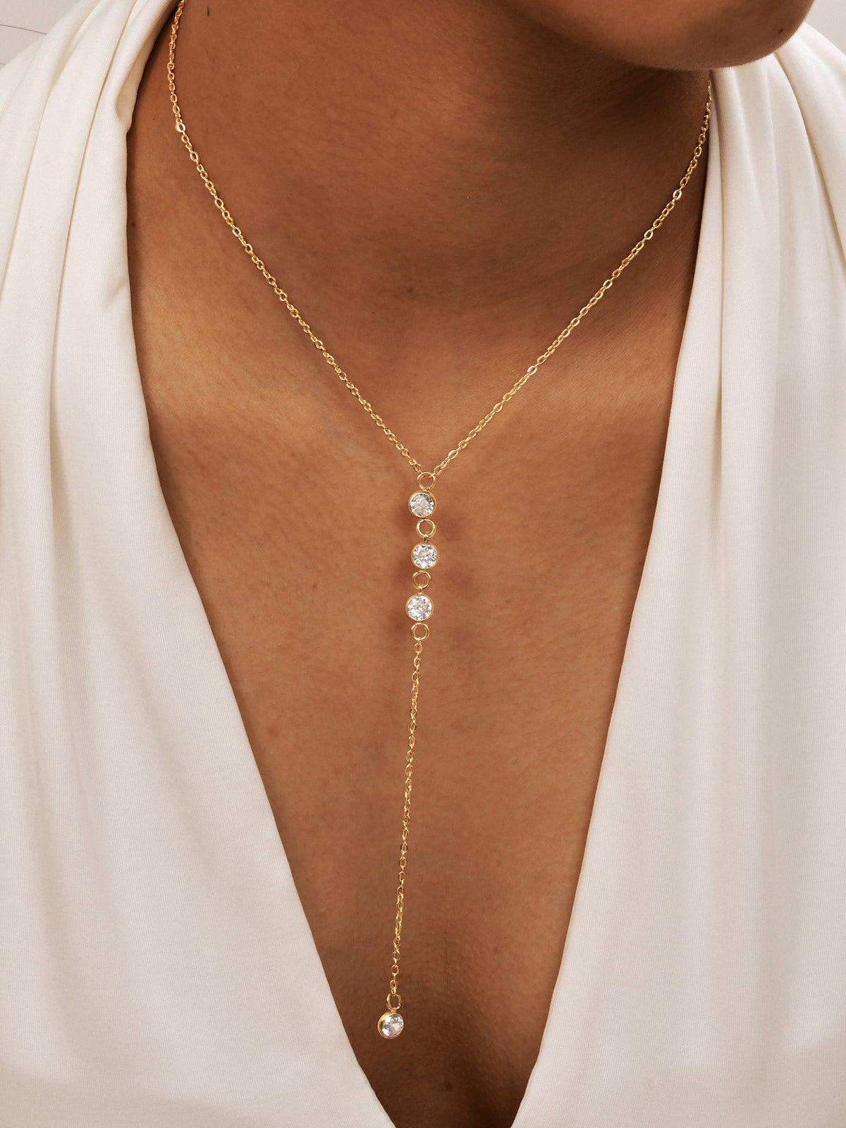 Rhinestone Lariat Drop Necklace