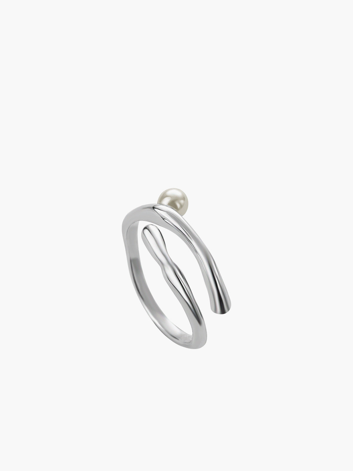 1pc Faux Pearl Open Hoop Ring