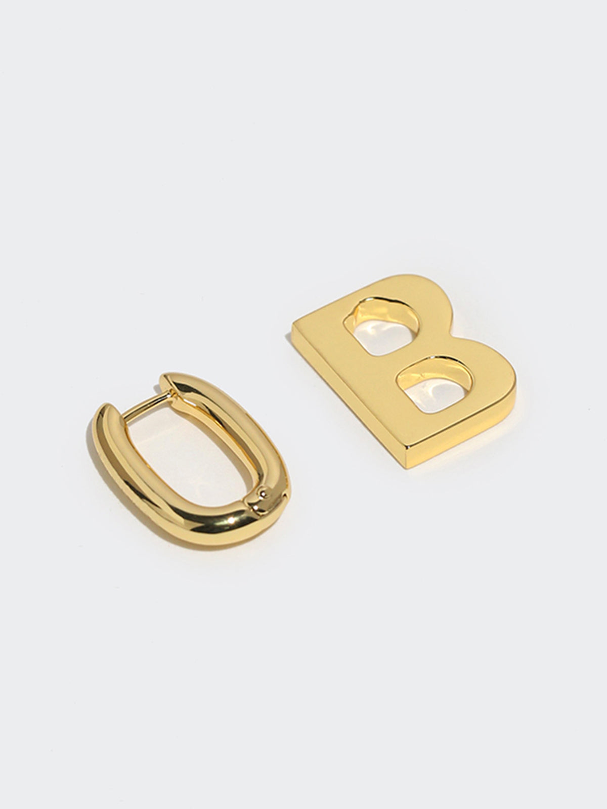 Golden Hoop B-Letter Pendant Earrings