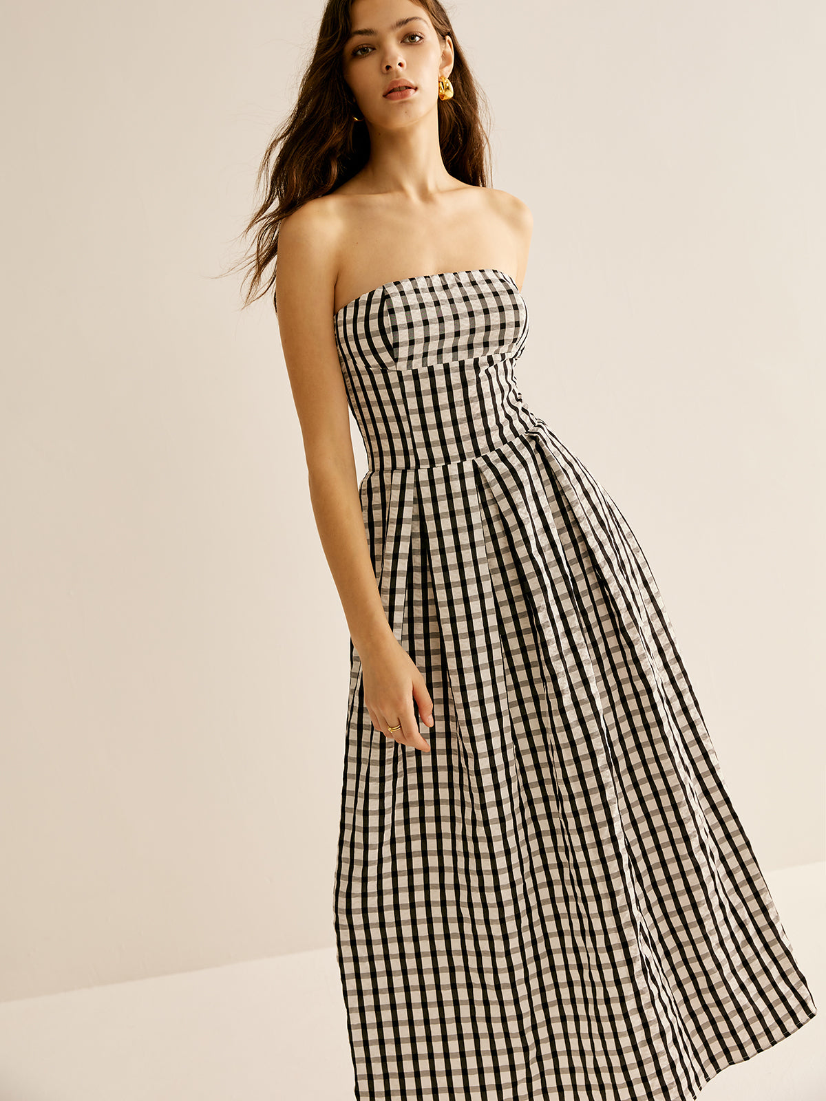 Plaid Tube Long Dress