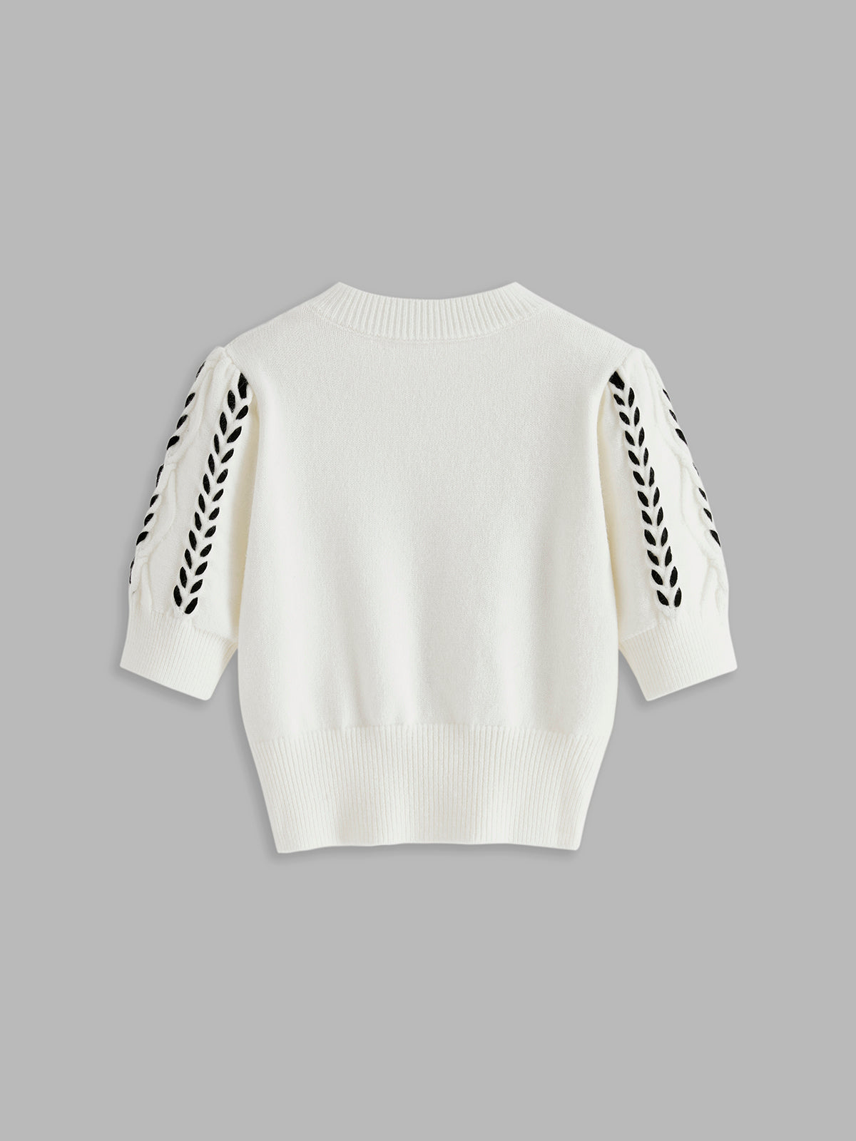 Contrast Binding Cable Knit Top