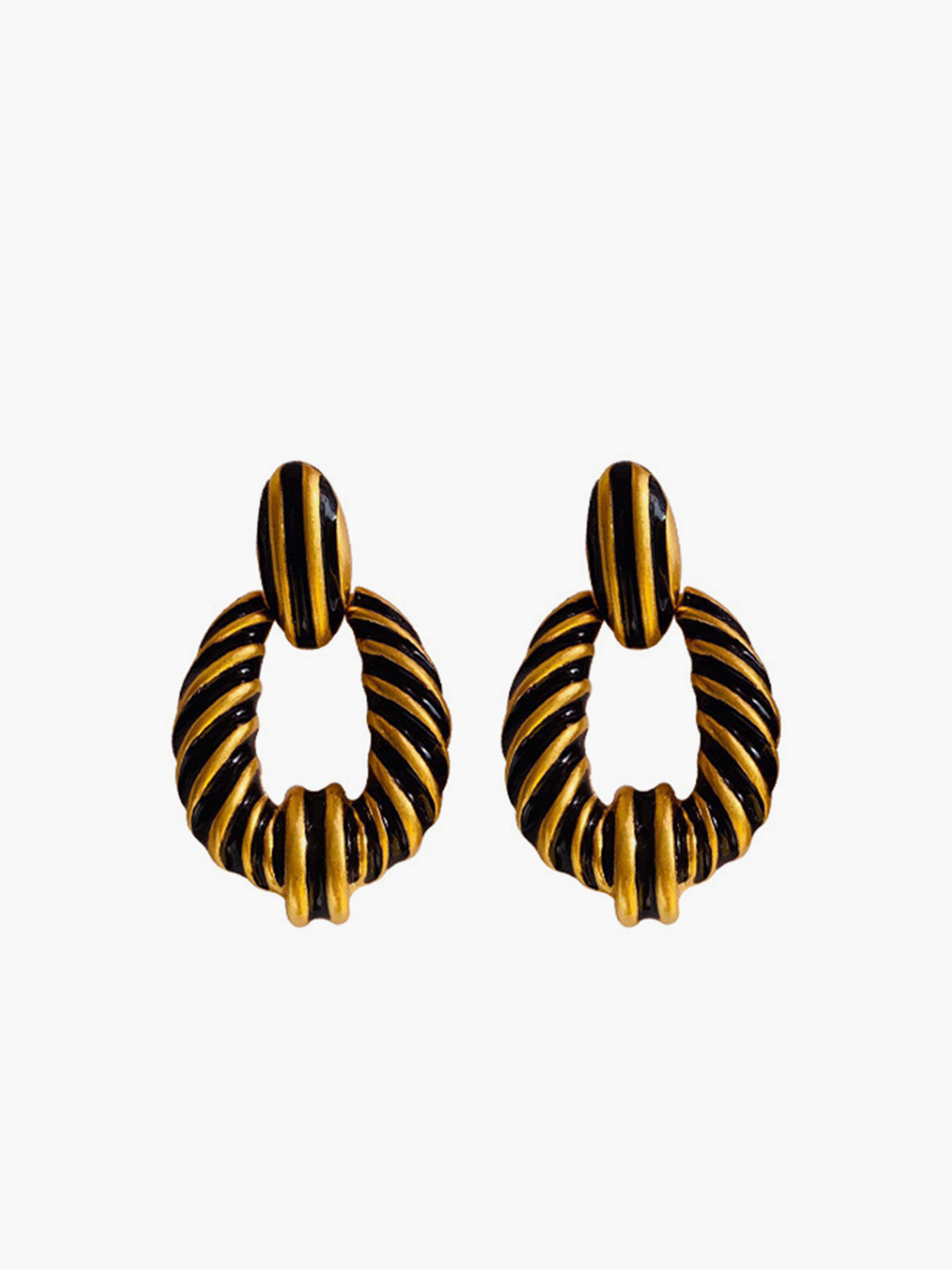 Vintage Croissant Twist Hoop Earrings