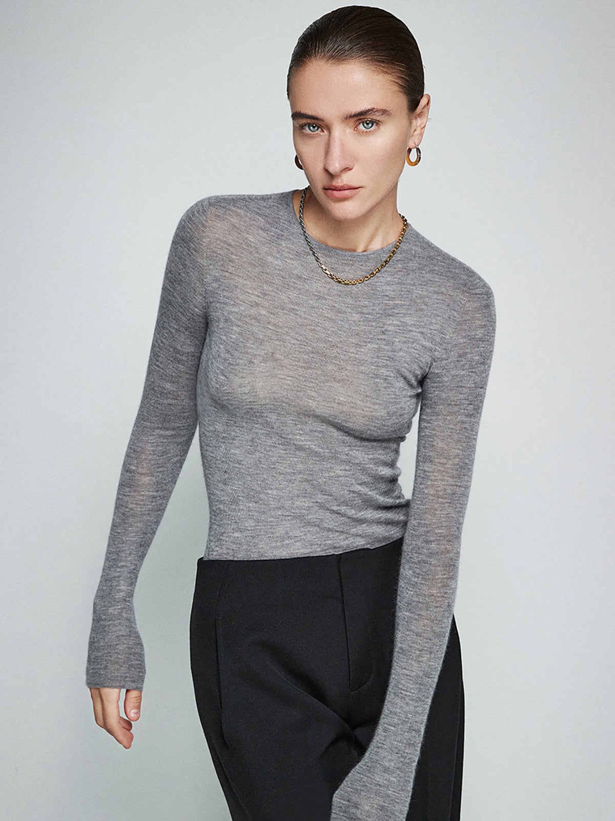 Wool-Blend Minimalist Skinny Knit Top