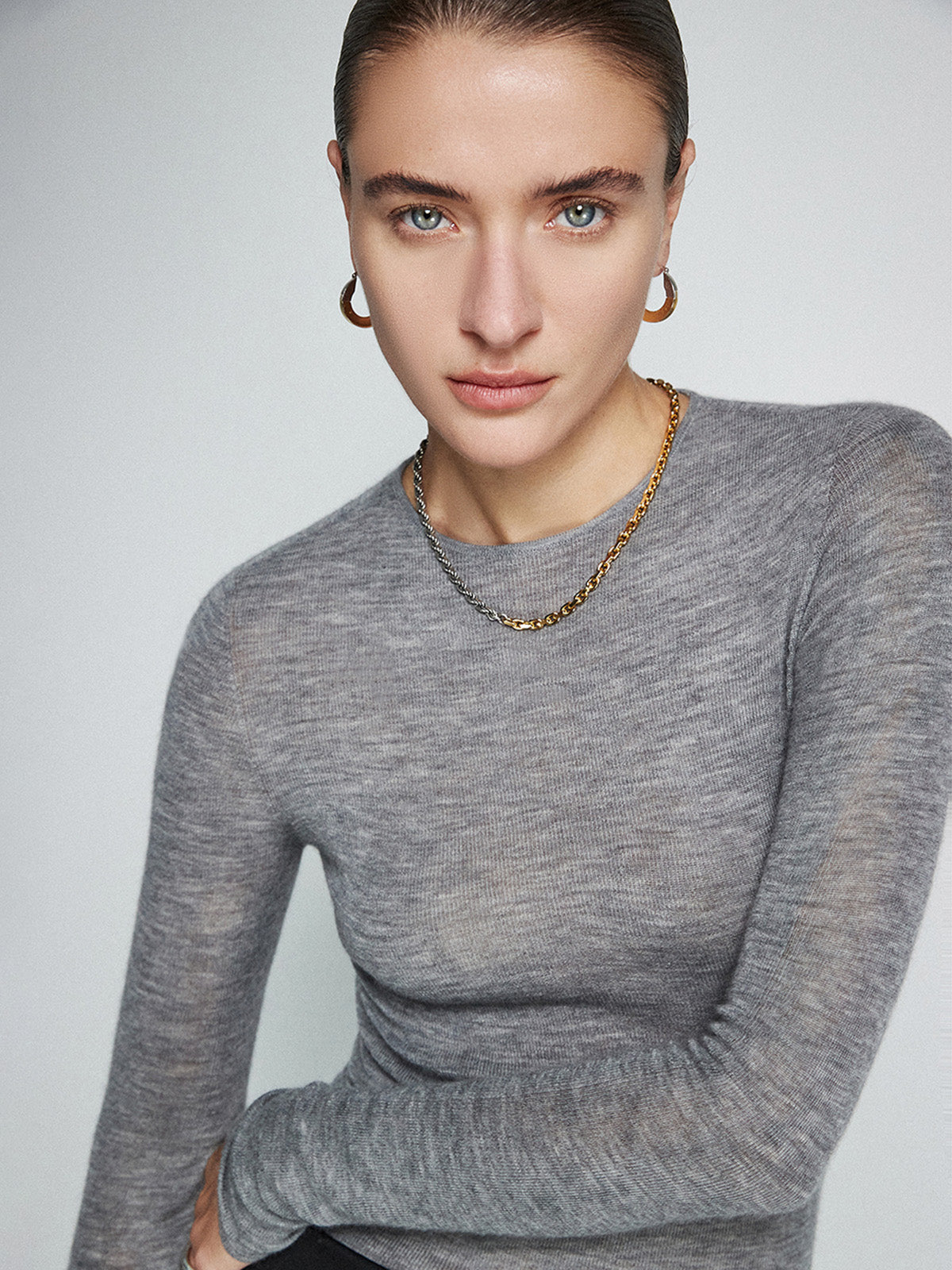 Wool-Blend Minimalist Skinny Knit Top