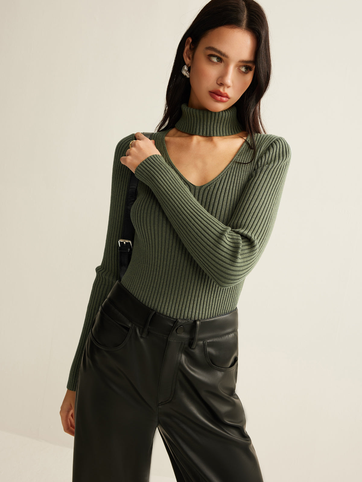 Mock Neck Skinny Knit Top