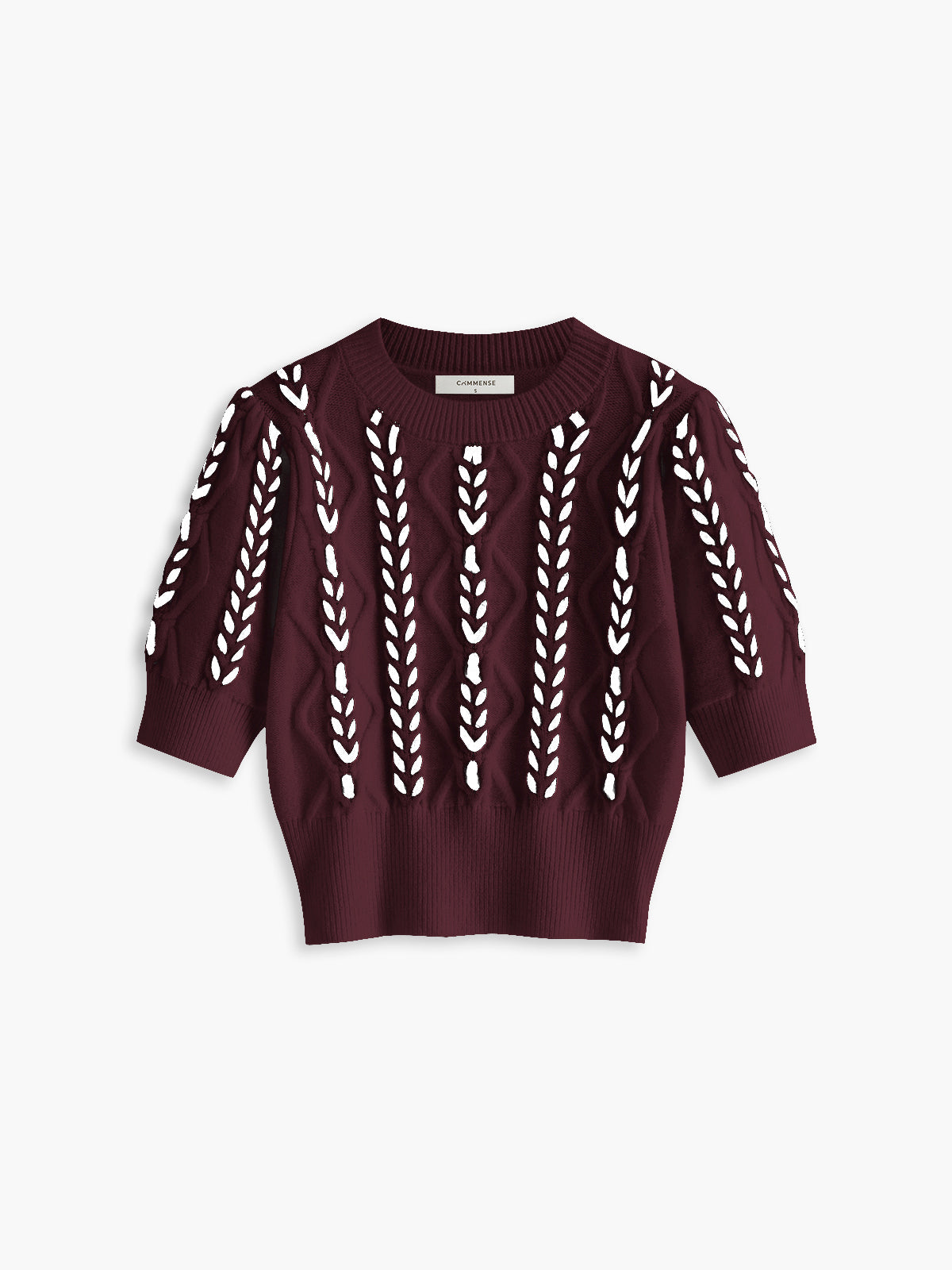 Contrast Binding Cable Knit Top