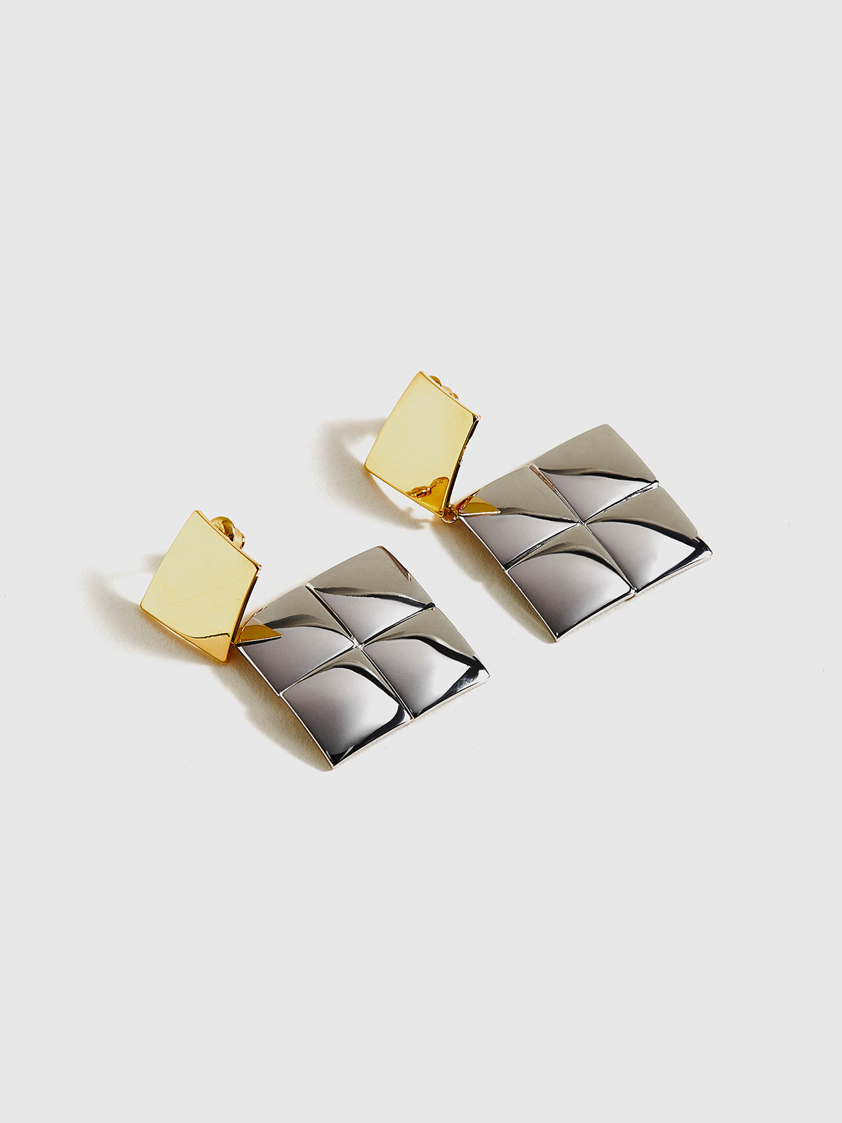 Contrast Color Square Pendant Earrings