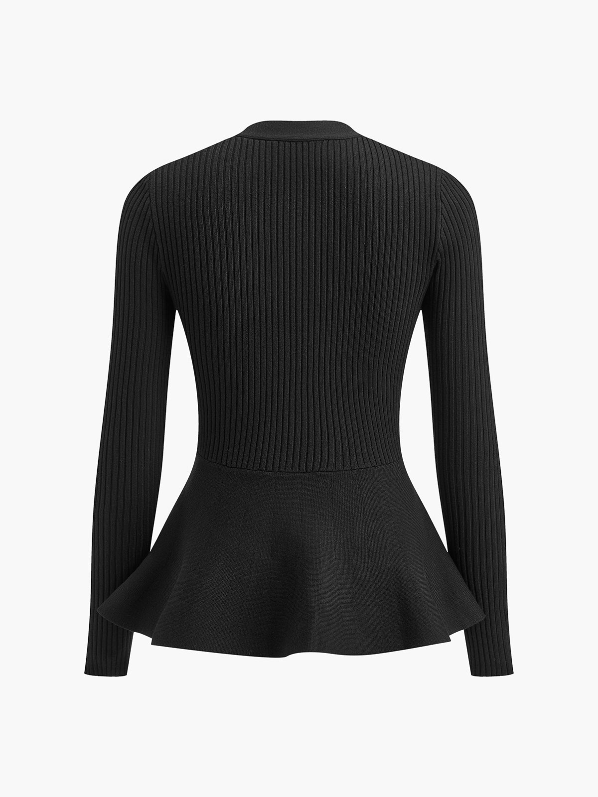 Ribbed Panel Bud Waist Button Knit Top