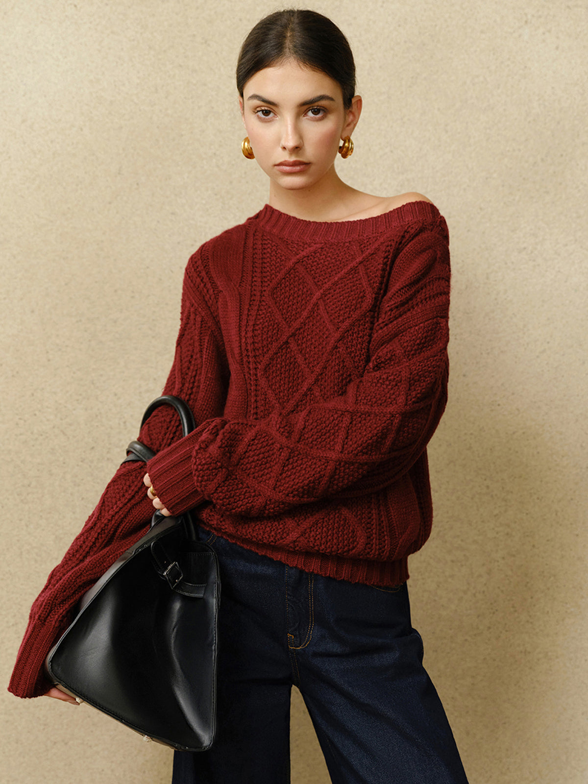 Casual Crew Neck Cable-Knit Top