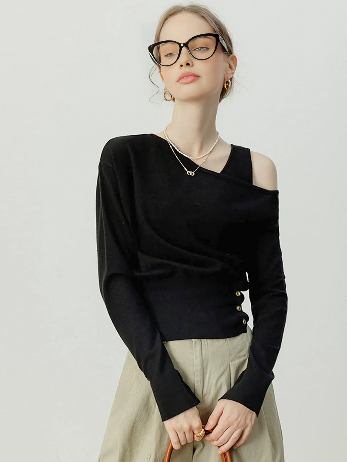 Asymmetrical Cold Shoulder Sweater Co-ords