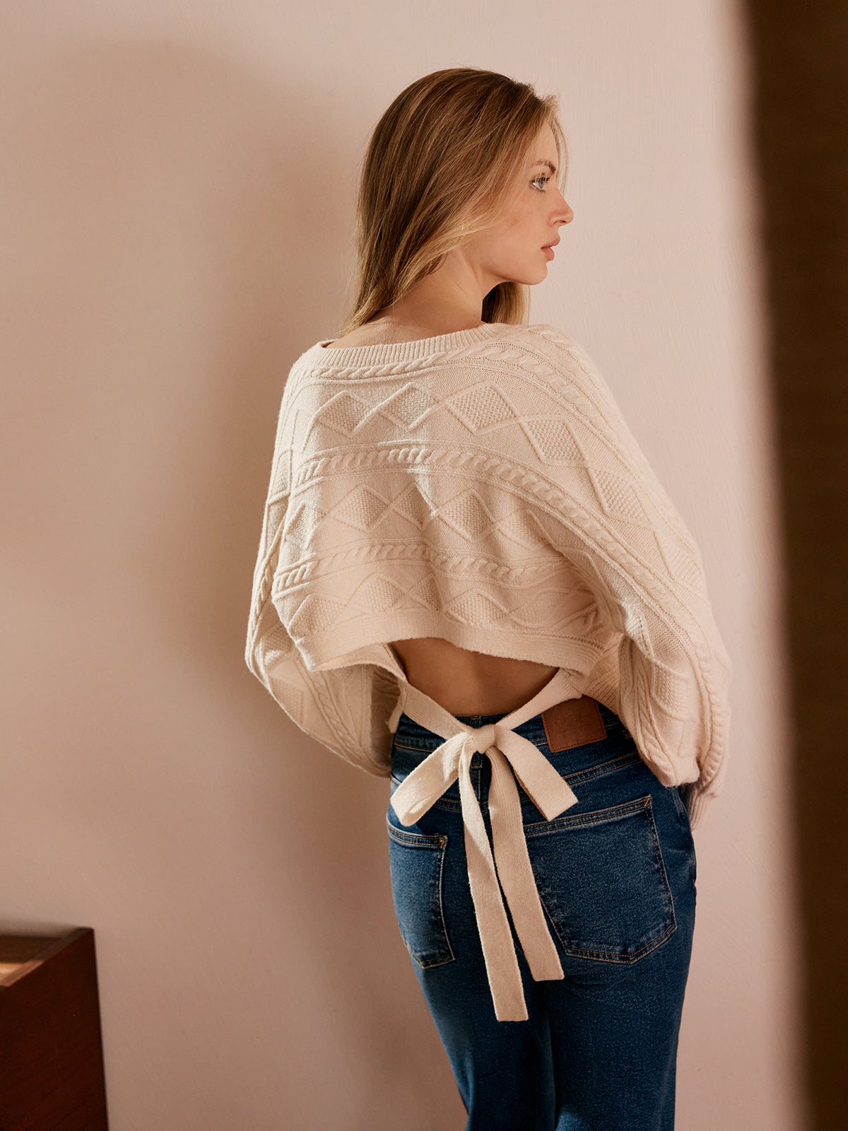 Tie Back Cable Knit Top