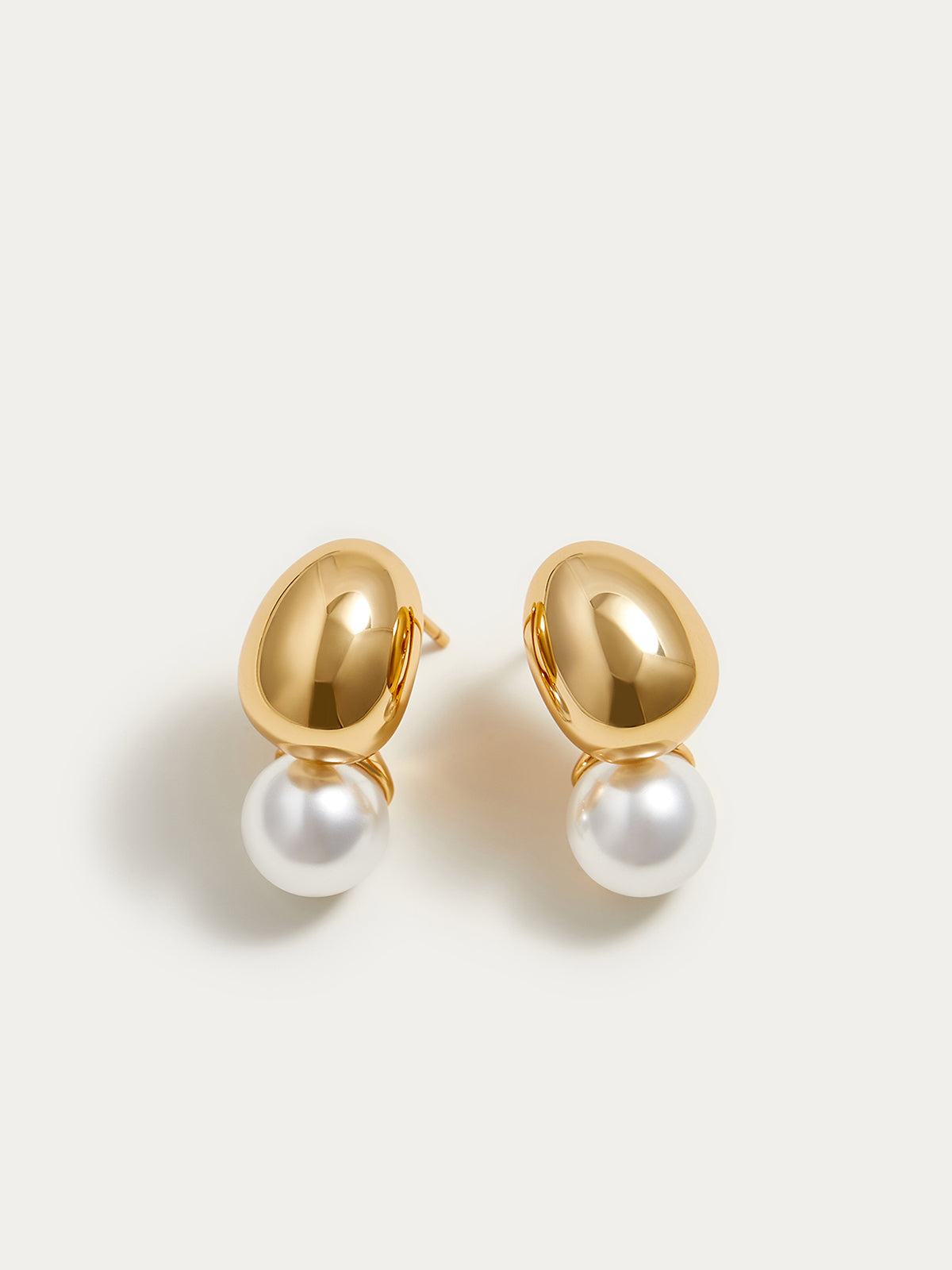 Detachable-Peal Golden Bean Stud Earrings