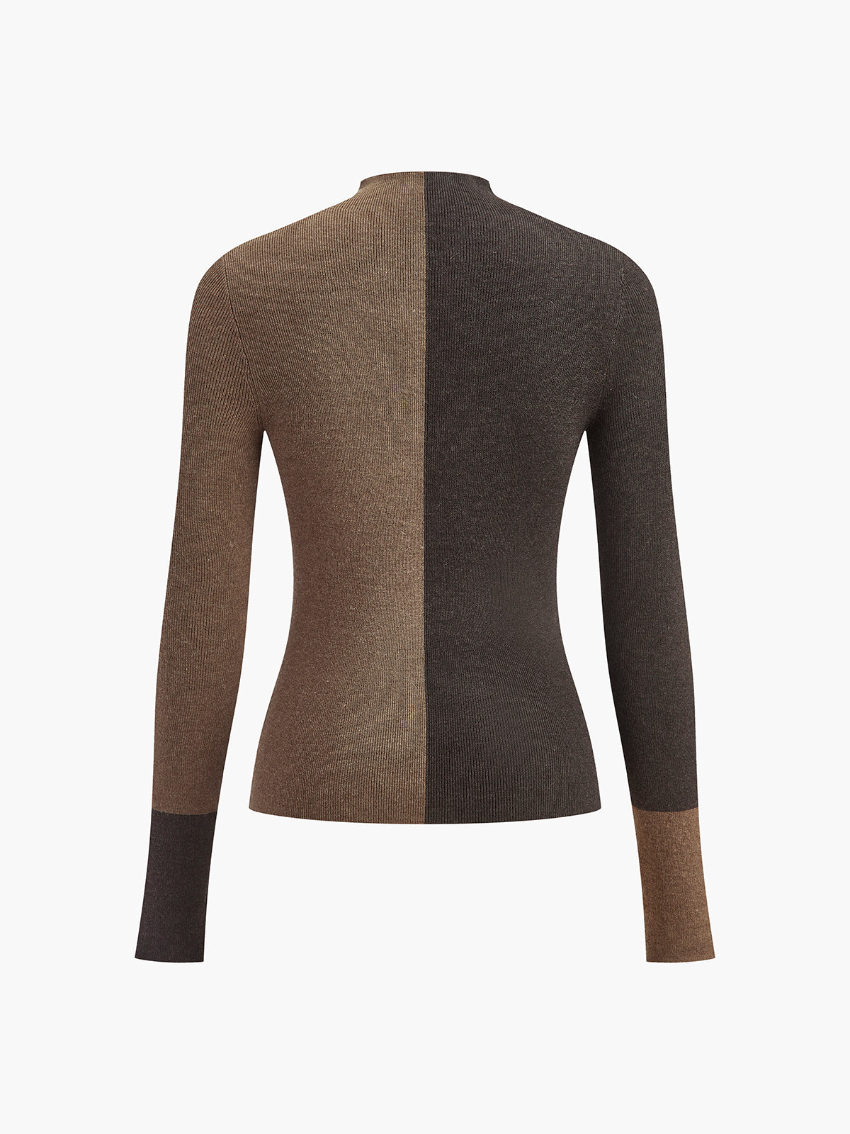 Wool-Blend Two Tone Skinny Knit Top