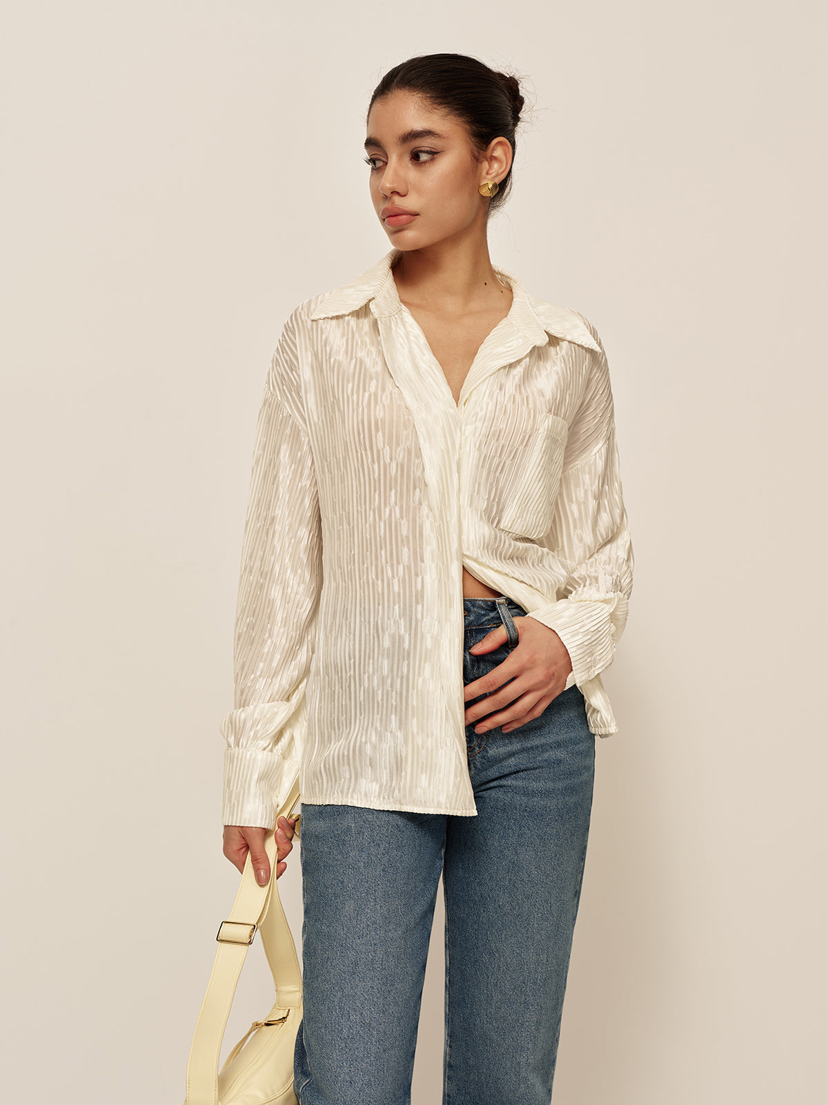 Textured Semi-Sheer Blouse