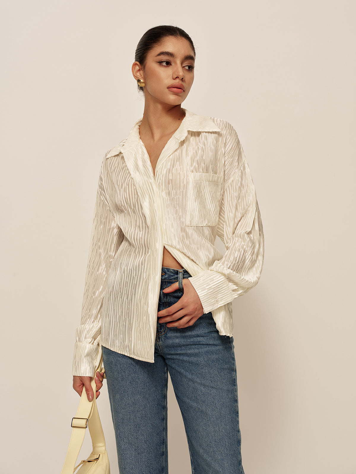 Textured Semi-Sheer Blouse