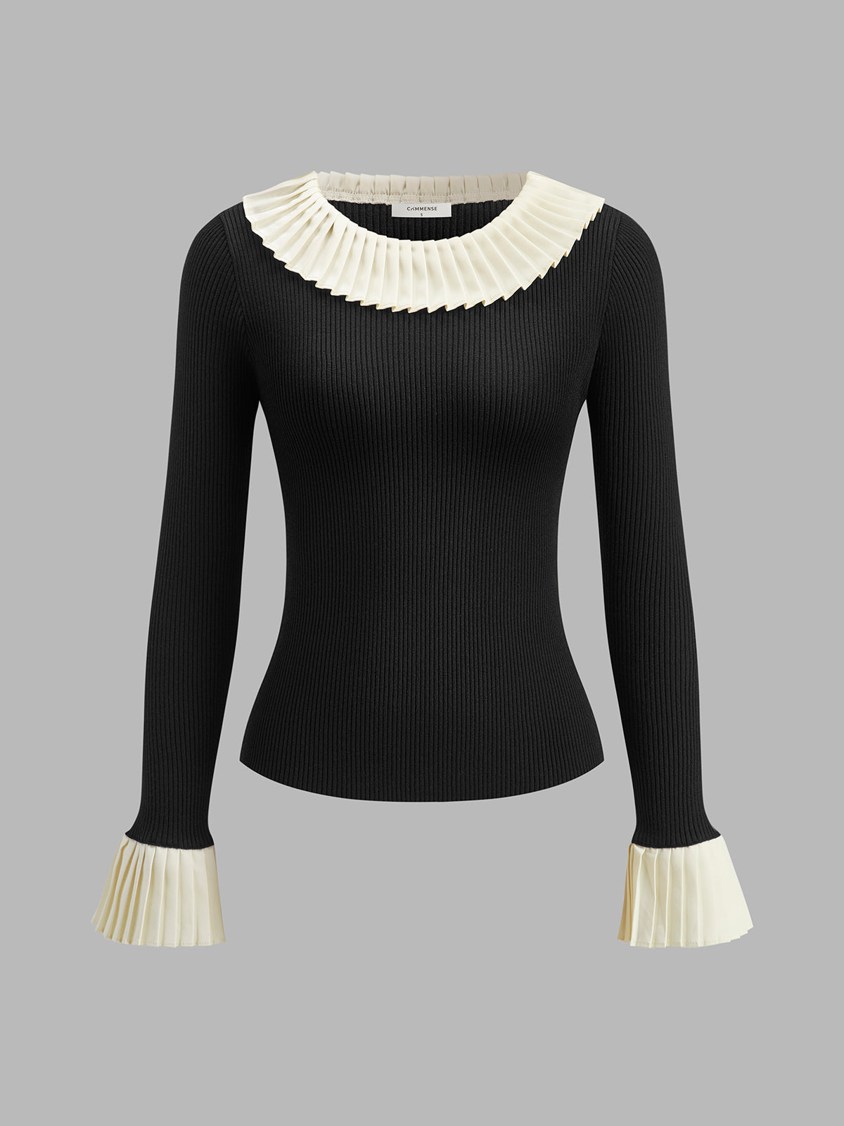 Color Block Pleated Knit Top