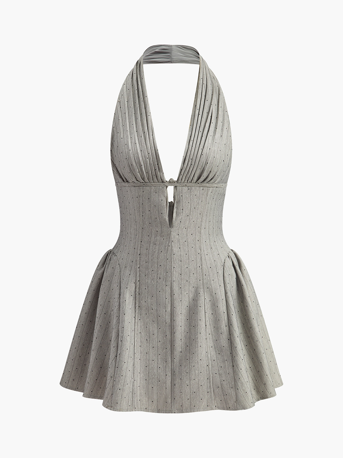 Back Tie Halter Pleated Dress