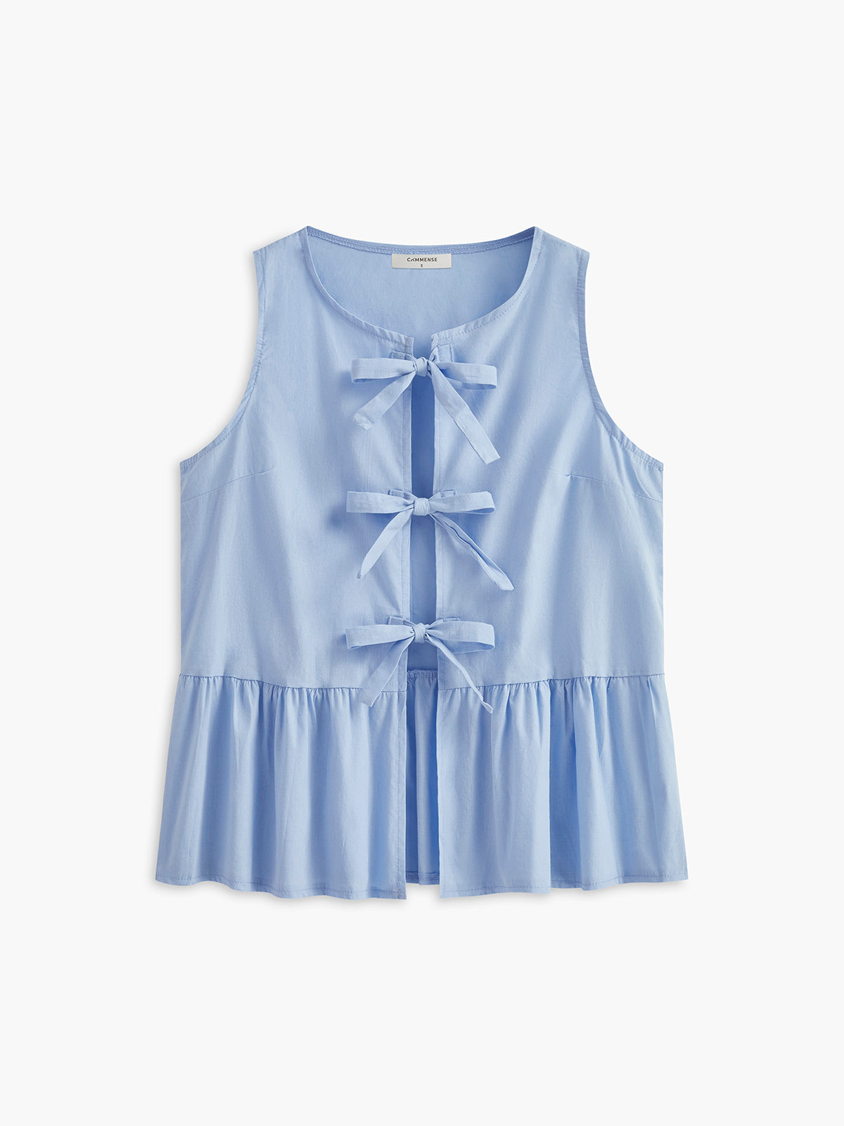 Bow-Front Panel Pleated Blouse