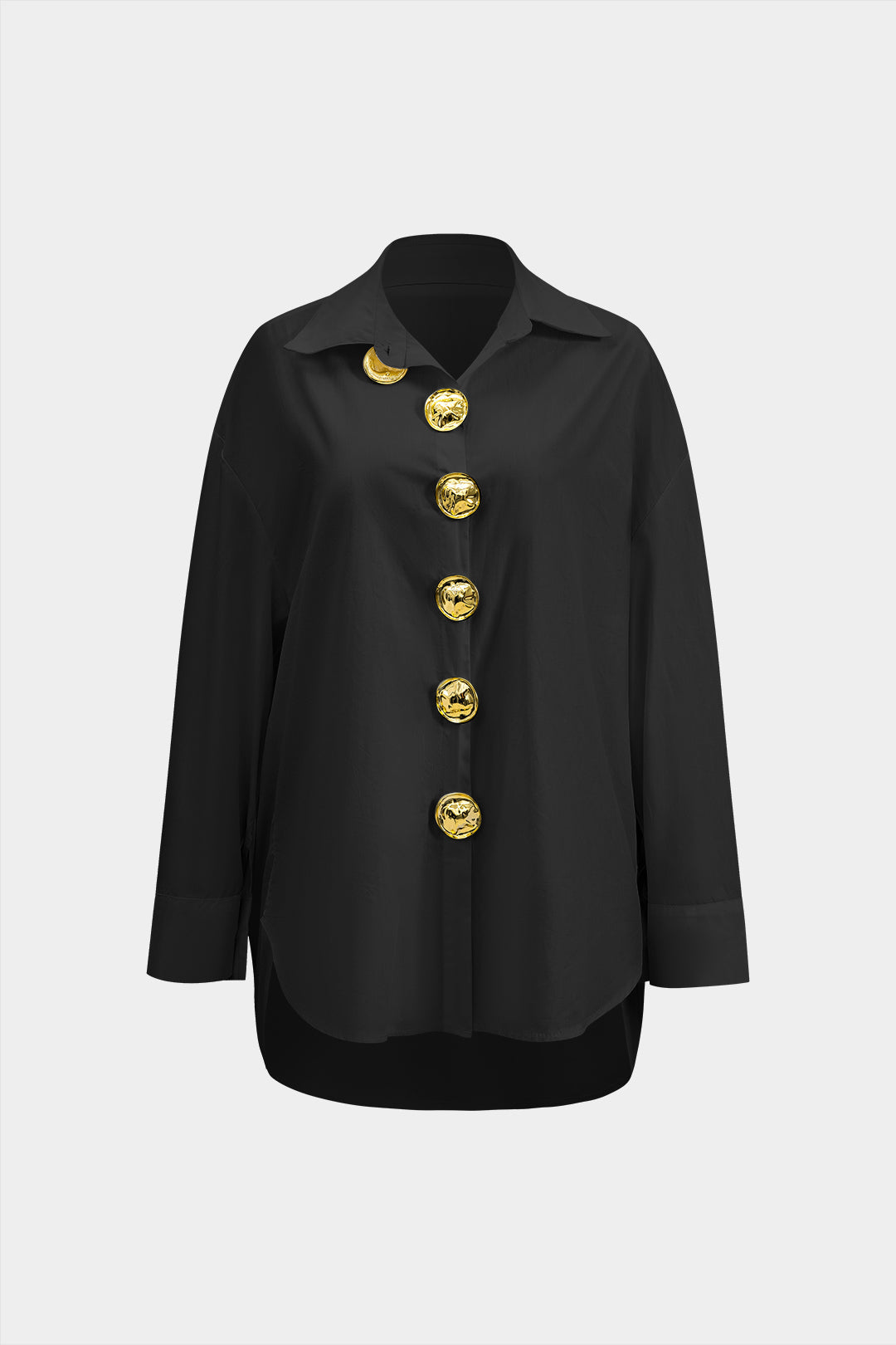 Metal Button Long-Sleeve Shirt