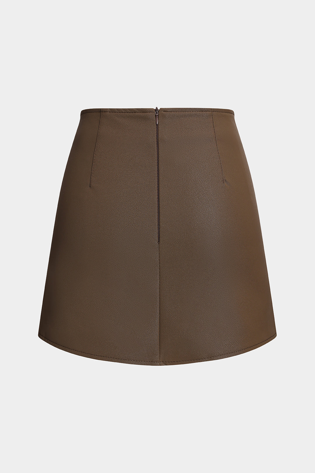 Faux Leather Zipper Twist Knot Skirt