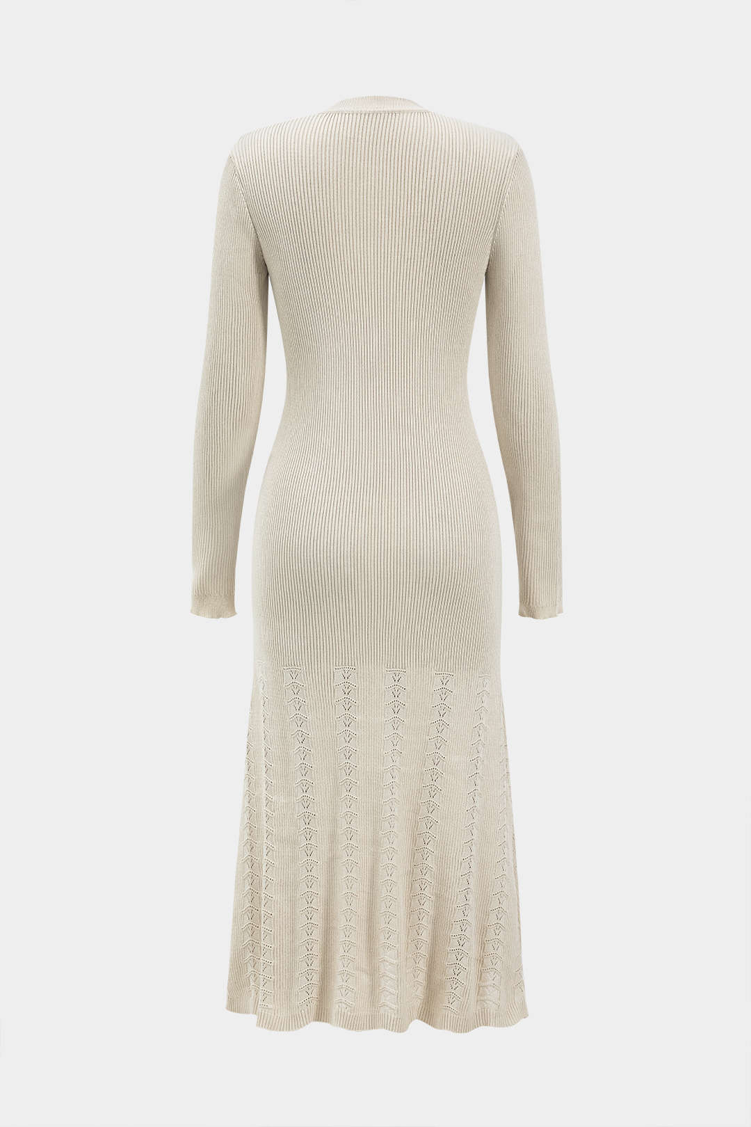 Knit Asymmetric Button Long Sleeve Dress