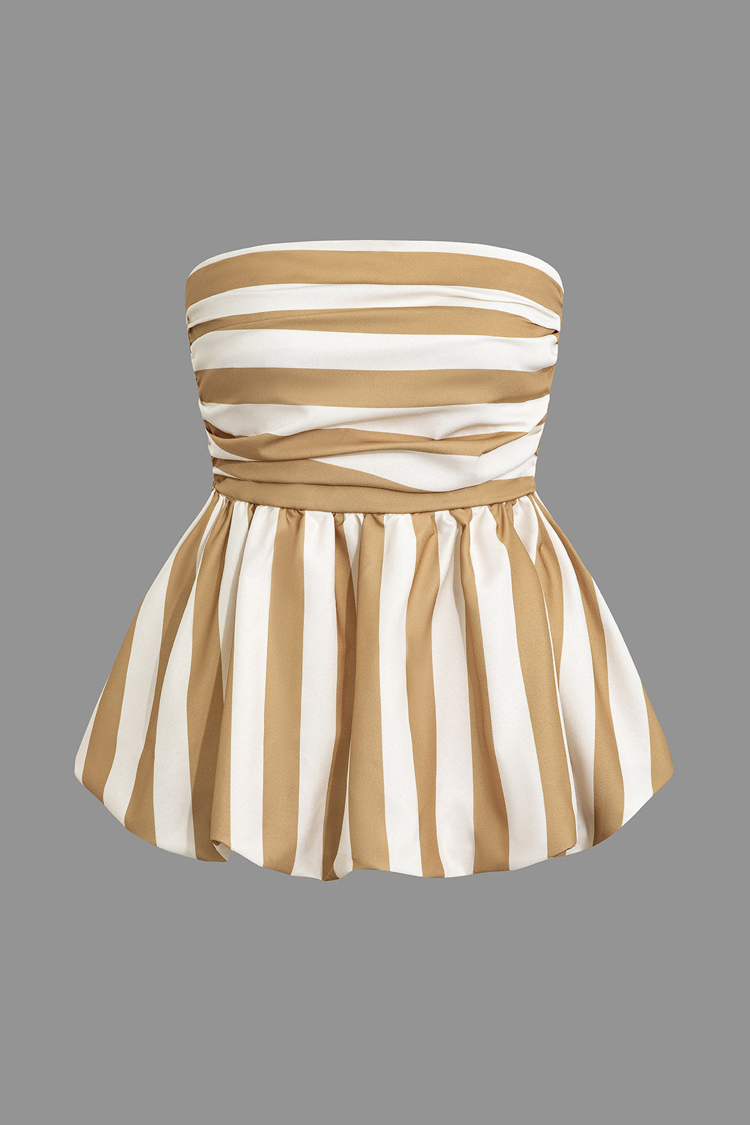 Color Block Ruched Stripe Tube Top