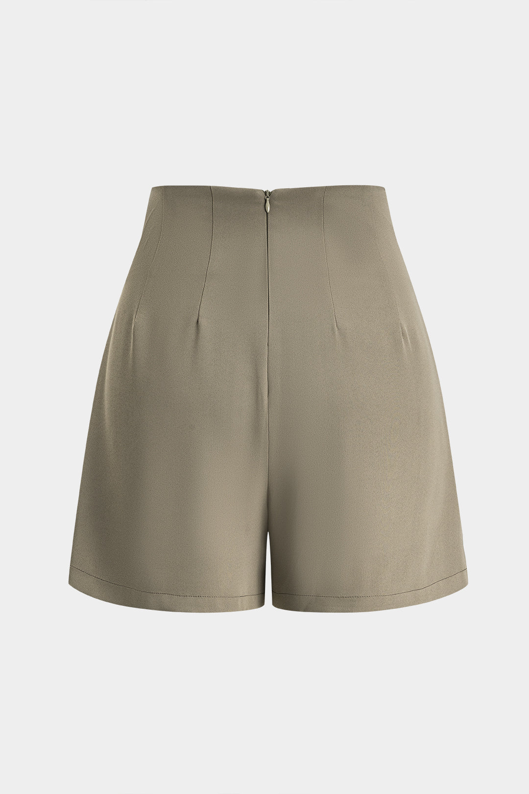 Solid Pleated High Waist Shorts