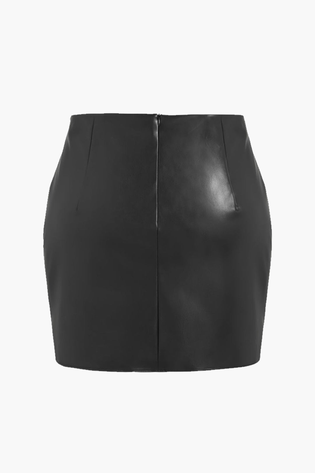 Plus Size Faux Leather Ruched Zipper Skirt