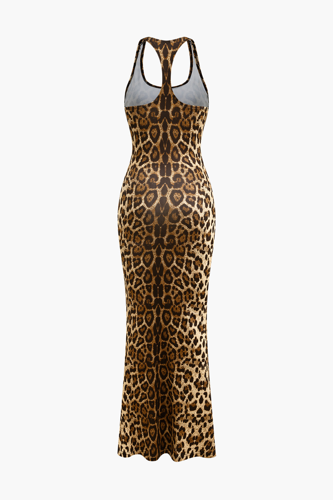 Leopard Print Backless Sleeveless Maxi Dress