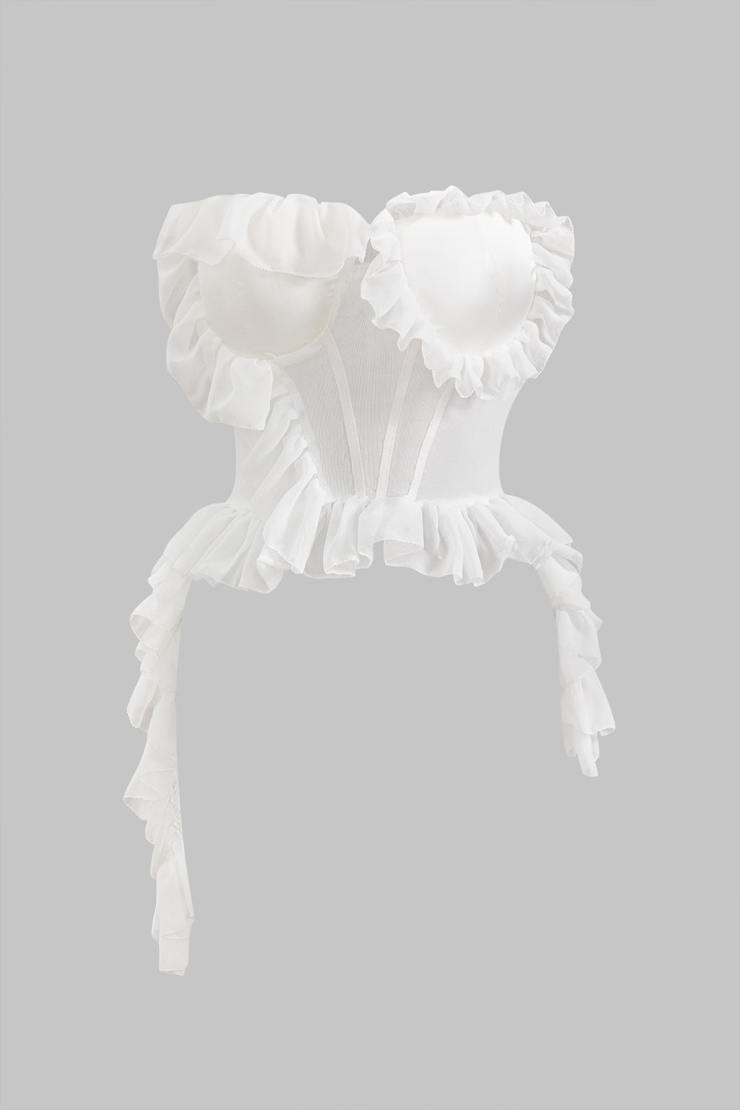 Chiffon Satin Ruffle Corset Tube Top