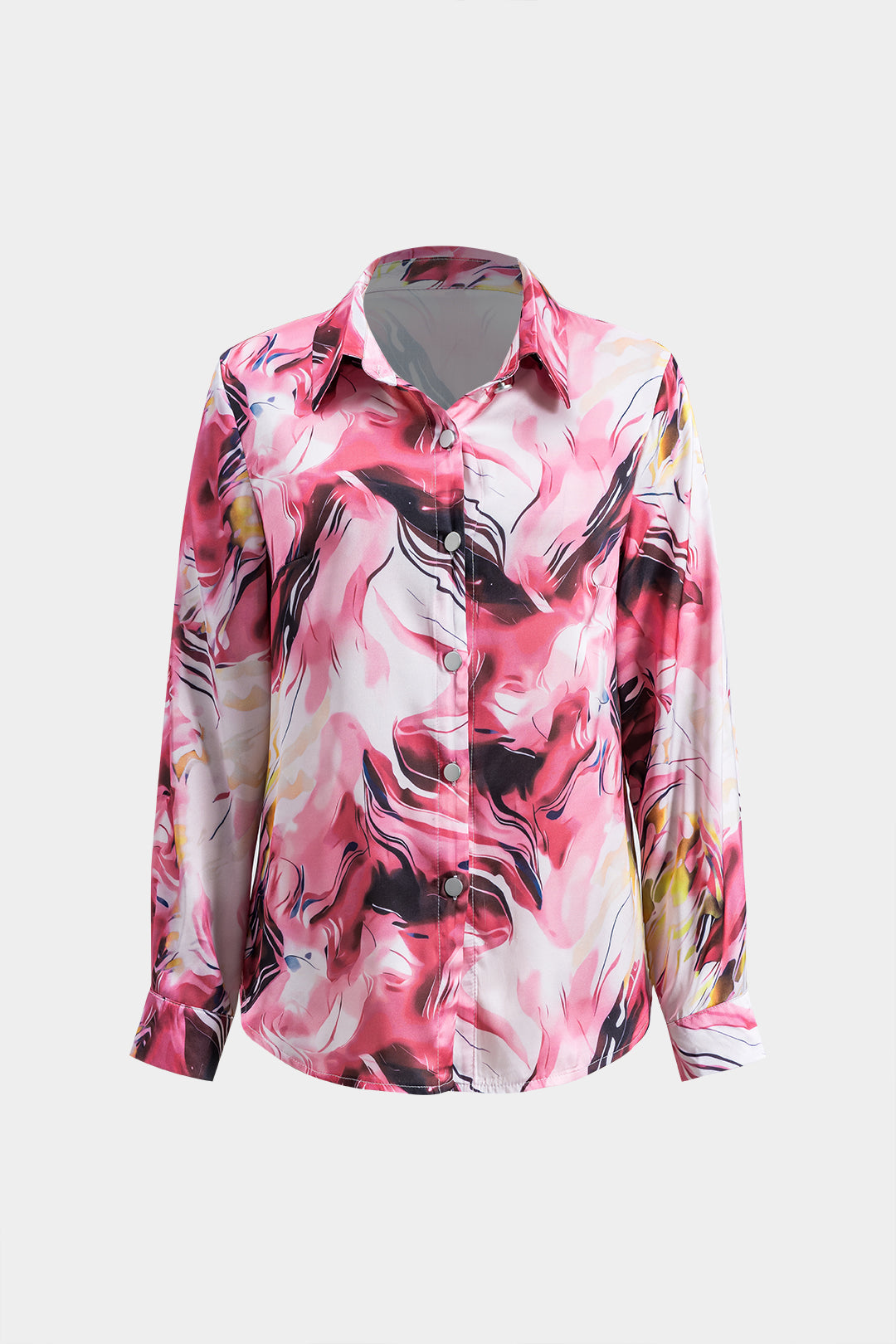 Abstract Print Button Long-Sleeve Shirt