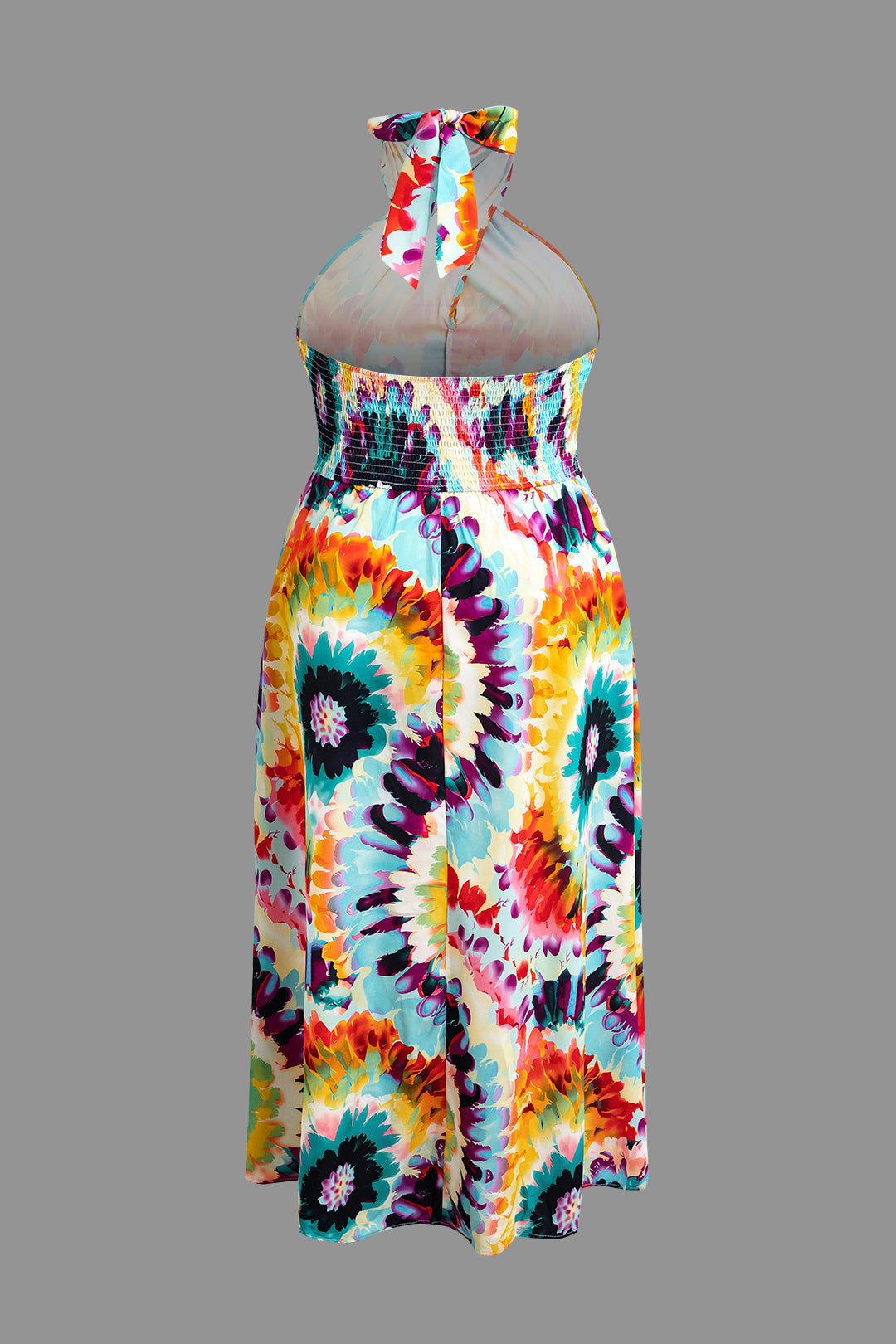 Plus Size Floral Print Halter Neck Maxi Dress