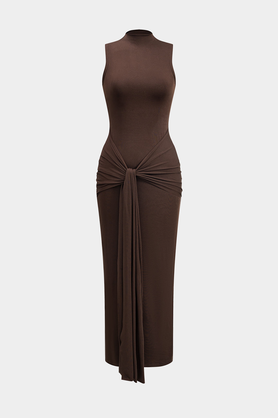 Solid Tie Sleeveless Maxi Dress