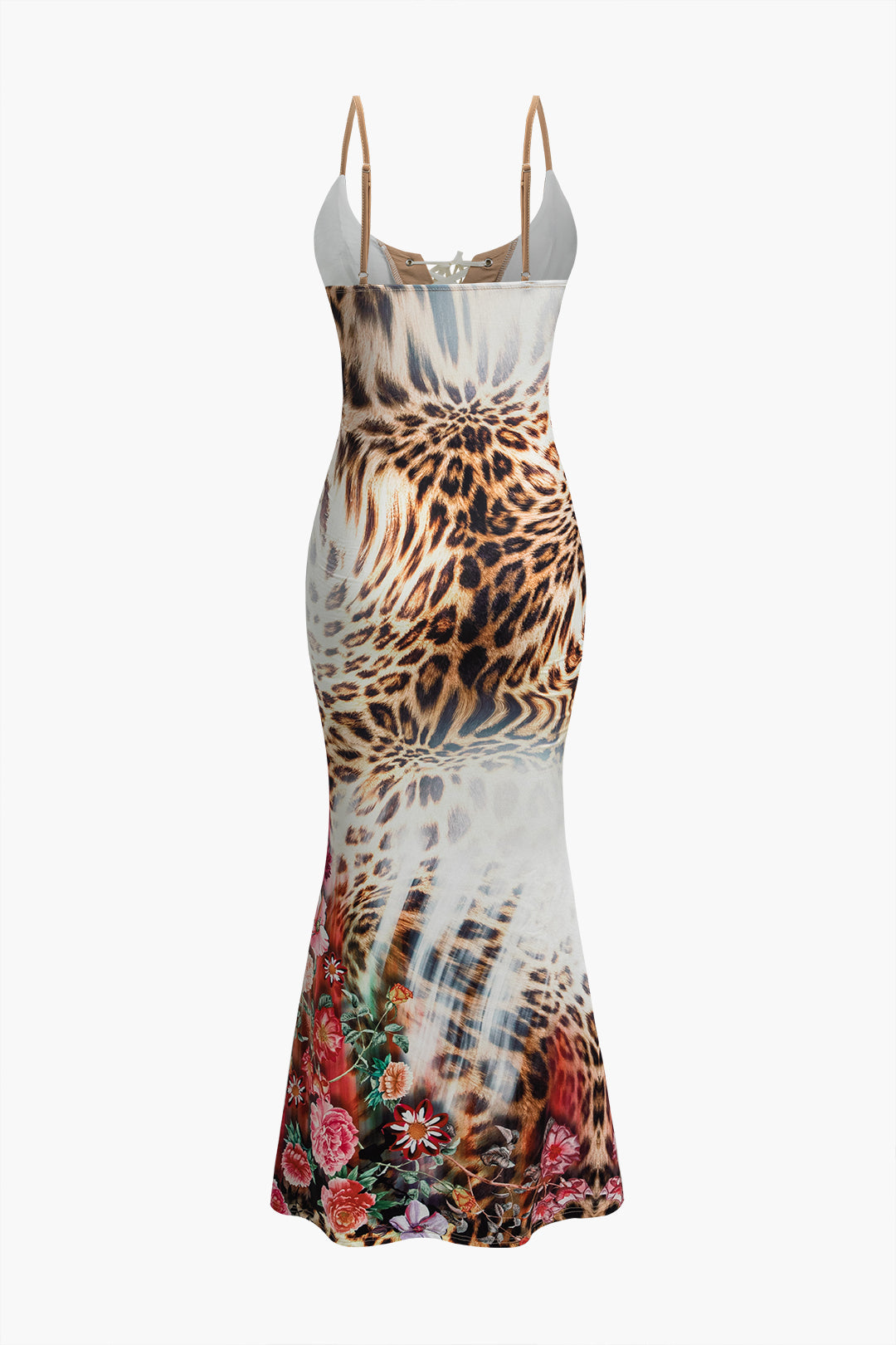 Leopard Floral Tie-Front Slip Maxi Dress