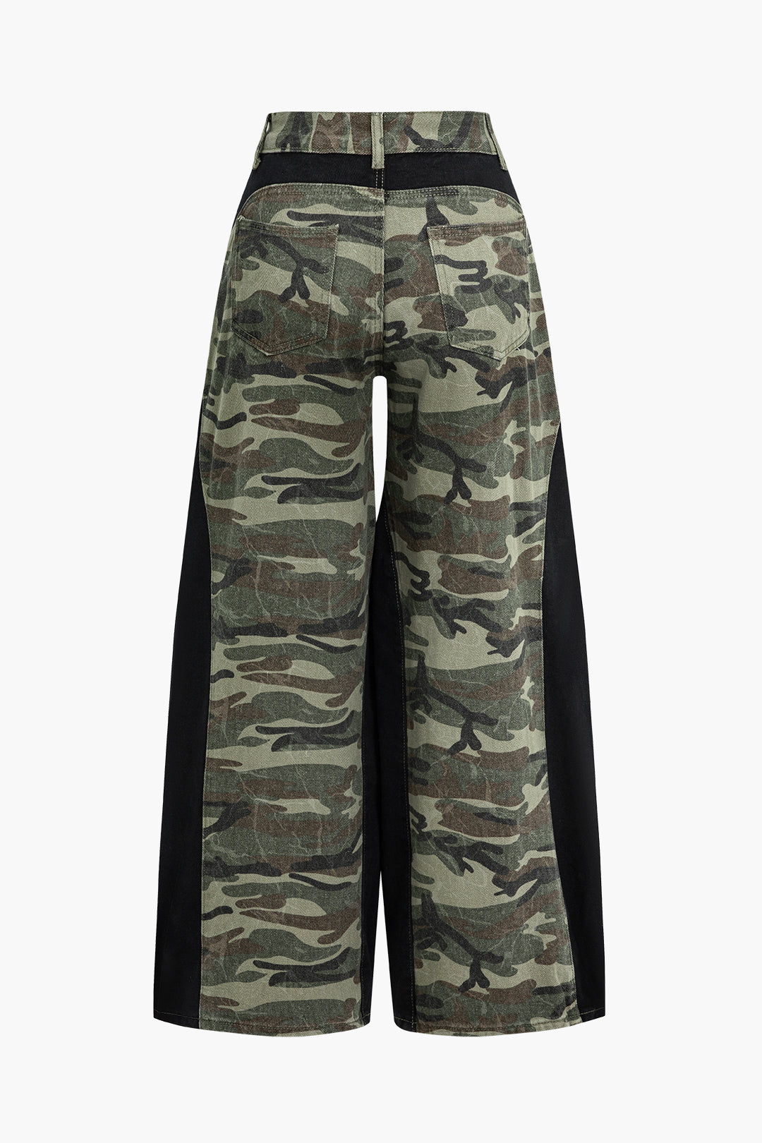 Color Block Camo Print Patchwork Trousers