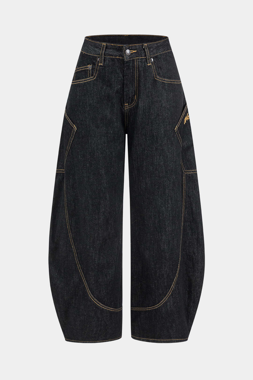 Washed Wide Leg Barrel Jeans