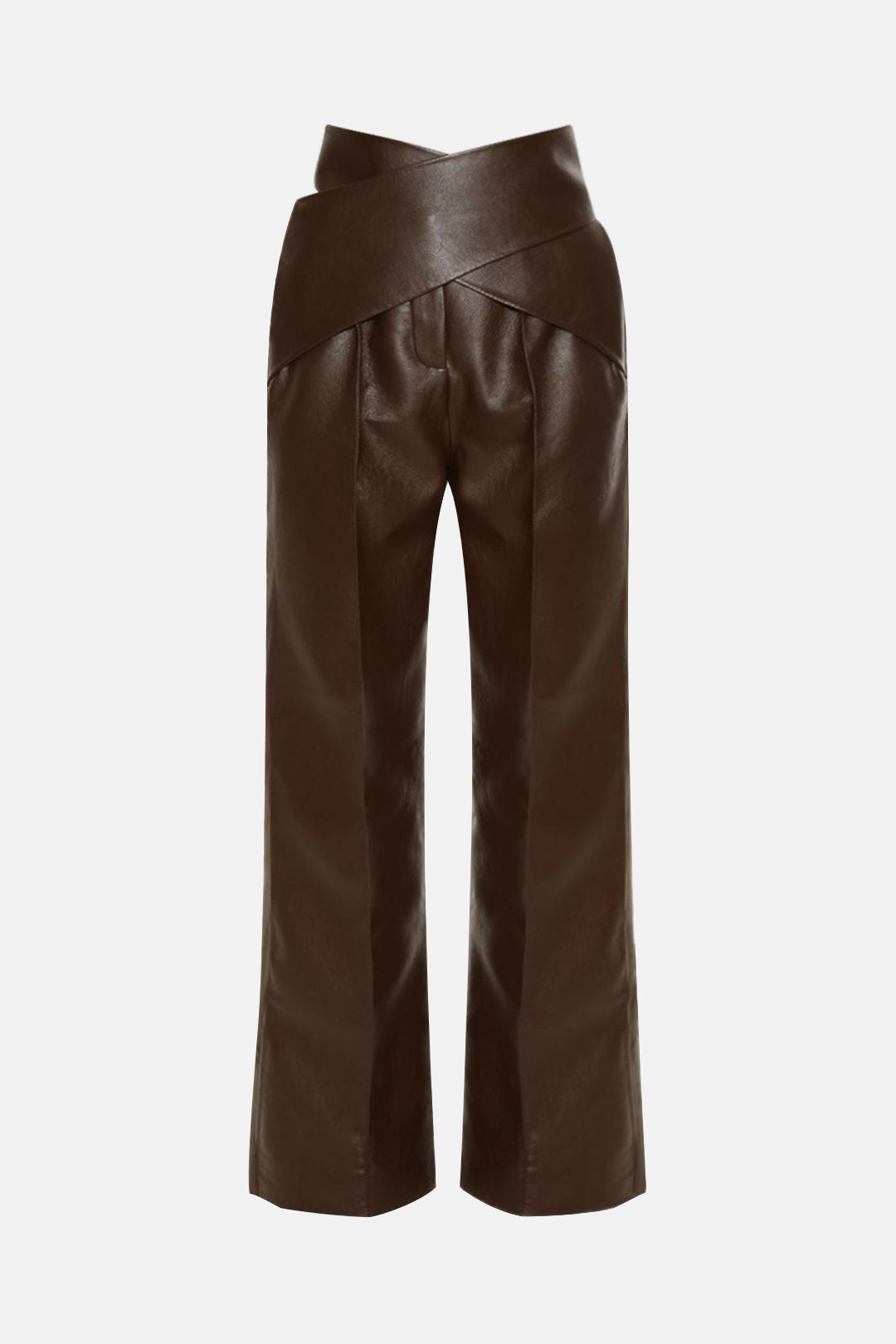 Faux Leather Crossed Trousers