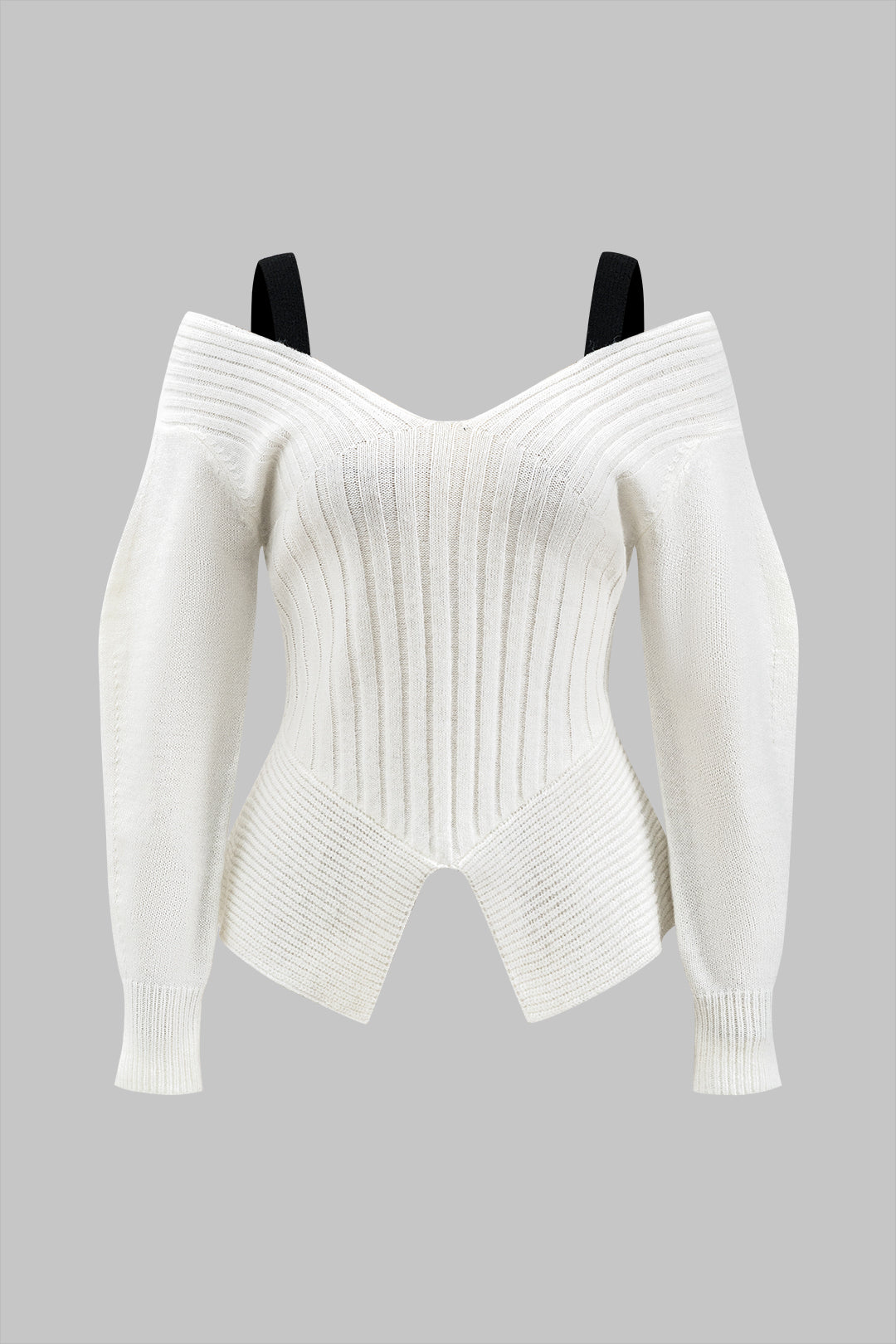 Contrast V-neck Sweater Long-Sleeve Top