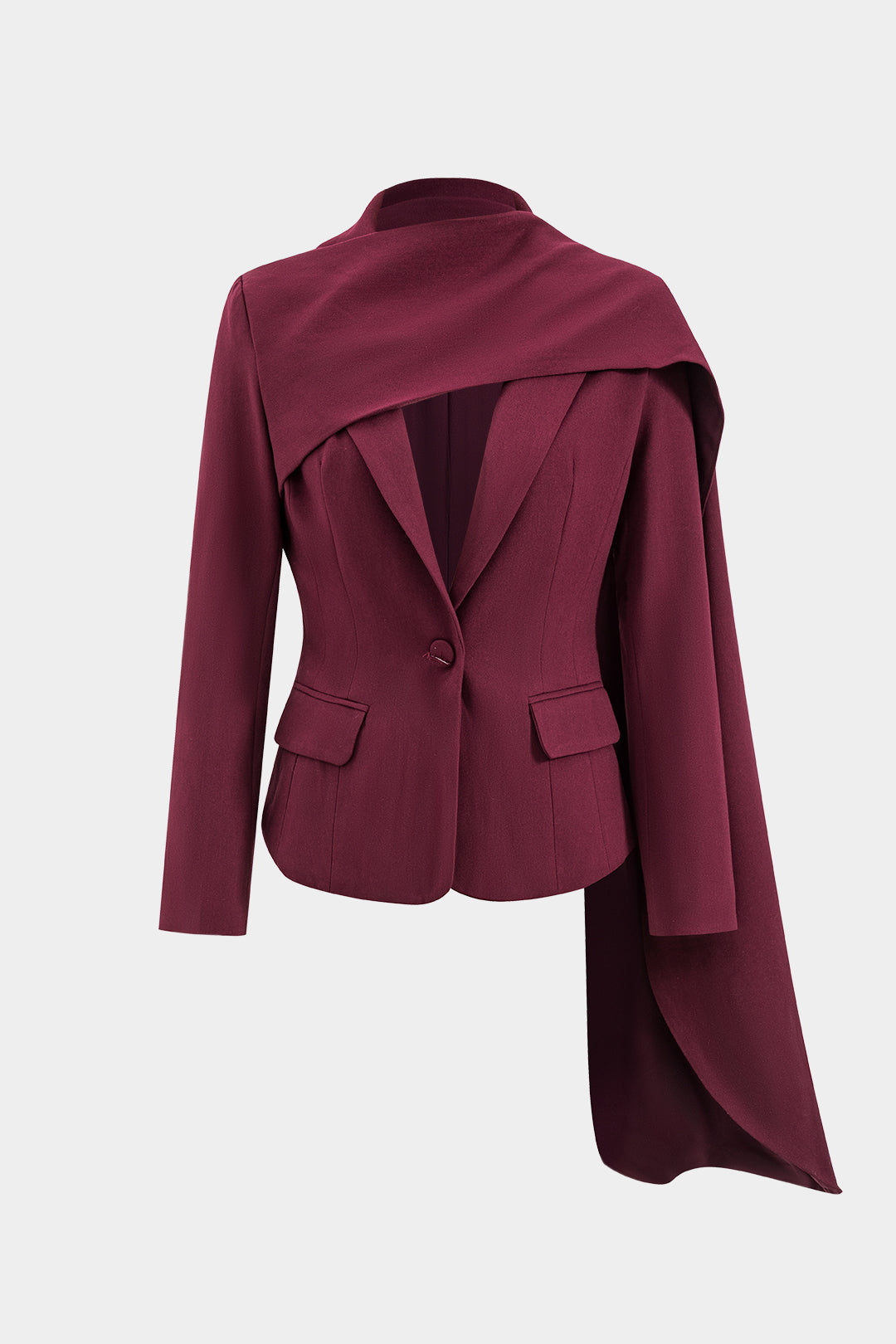 Patchwork Long-Sleeve Notched Lapel Blazer