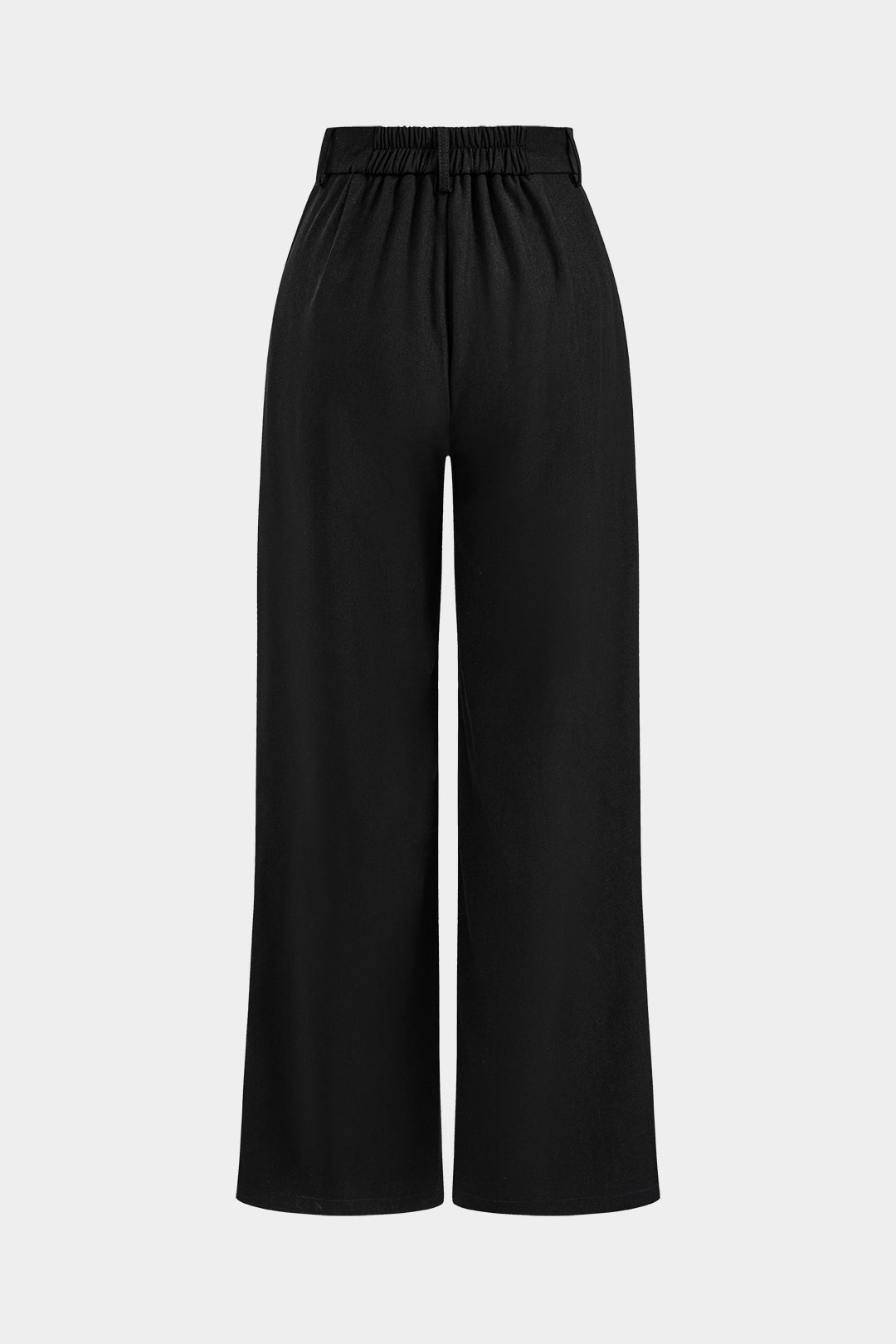 Faux Leather Patchwork Ruched Button Zipper High Waist Trousers