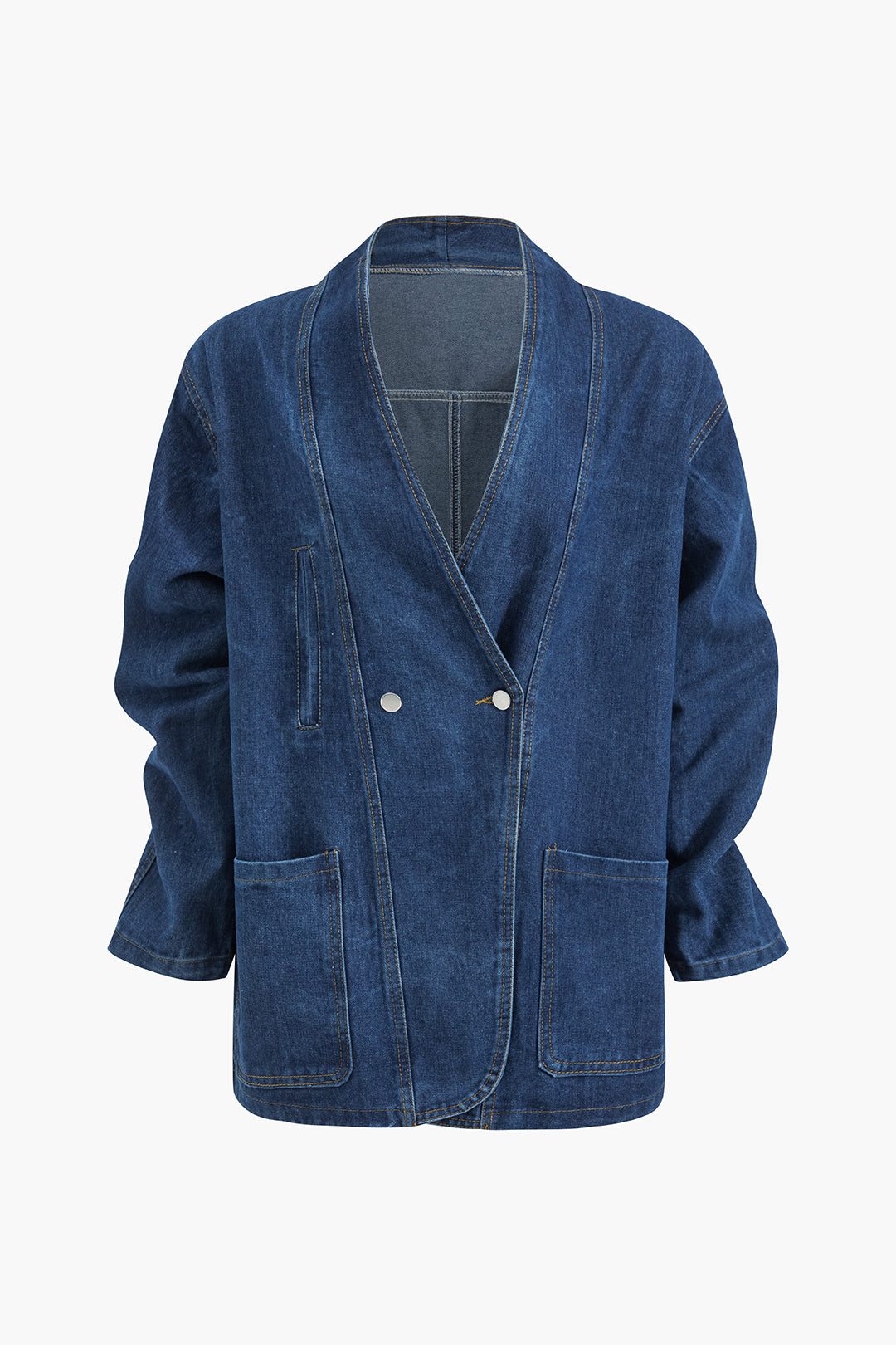 Denim Button Pocket Long Sleeve Outerwear