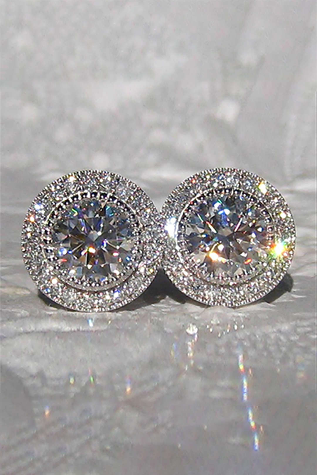 Zircon Shiny Round Diamond Earrings