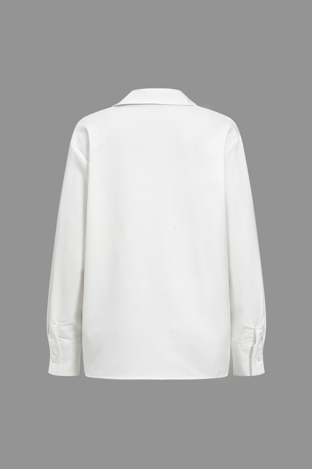 Basic Solid Design V-Neck Long-Sleeve Shirt