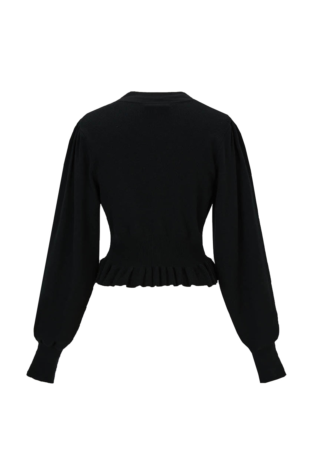 Solid Knit V-Neck Long-Sleeve Top