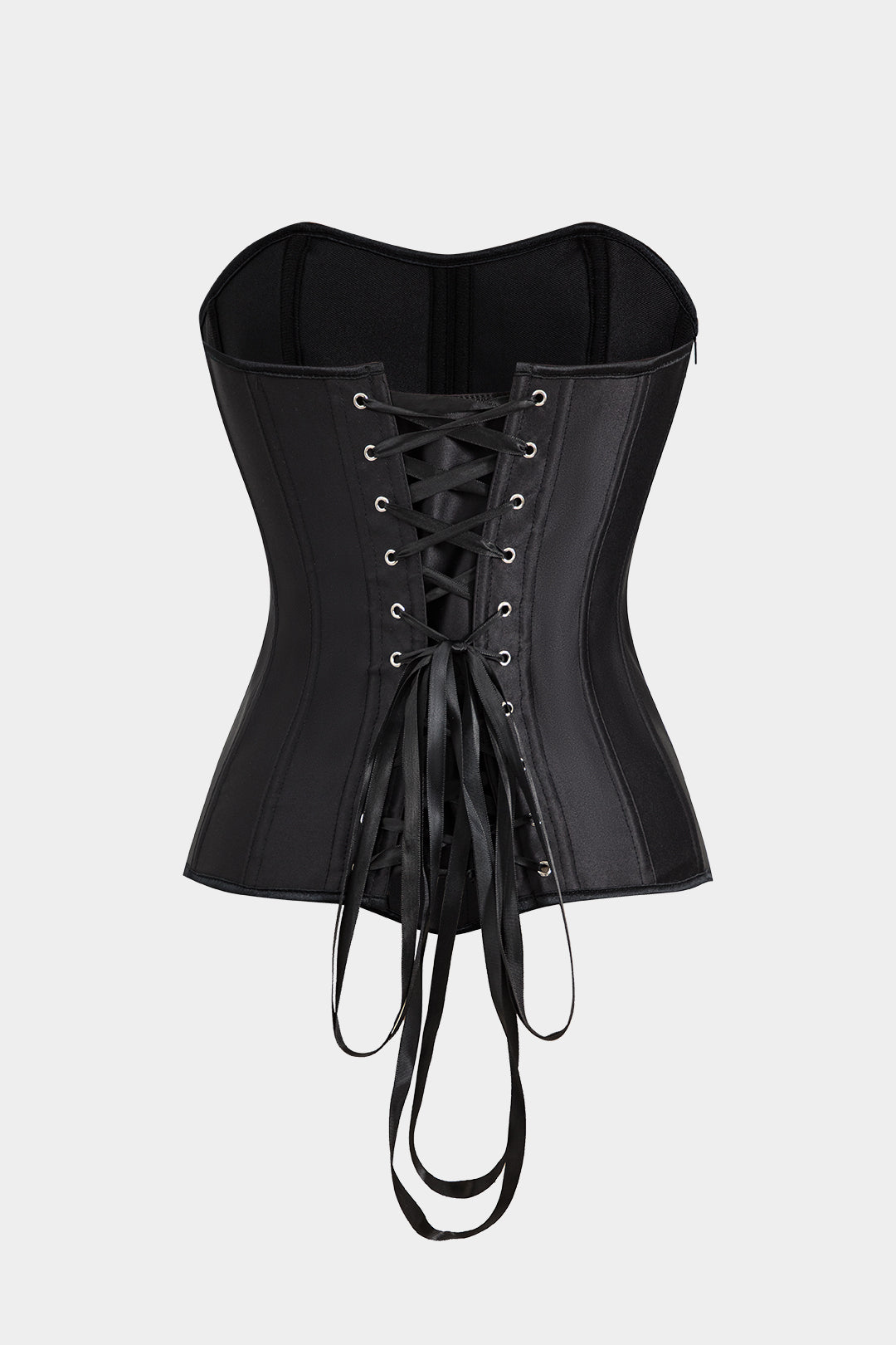 Satin Zipper Tie Back Corset Tube Top