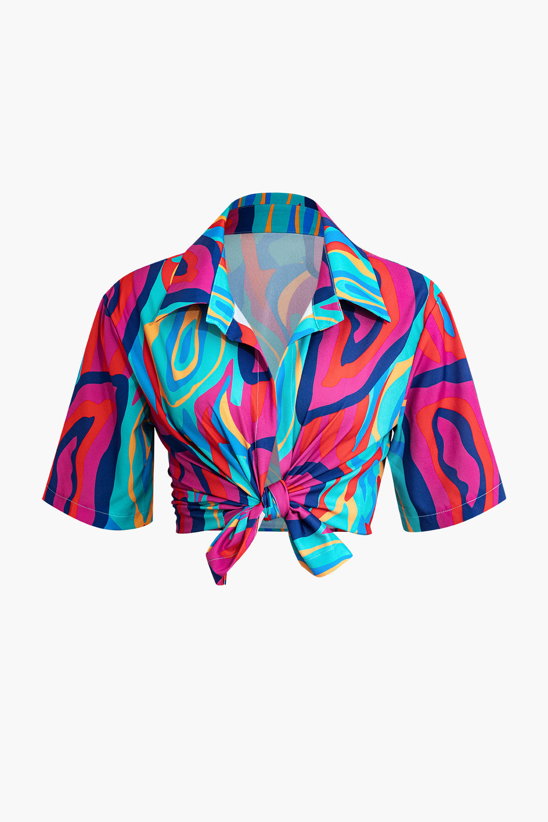 Vibrant Abstract Print Crop Shirt And Shorts Set