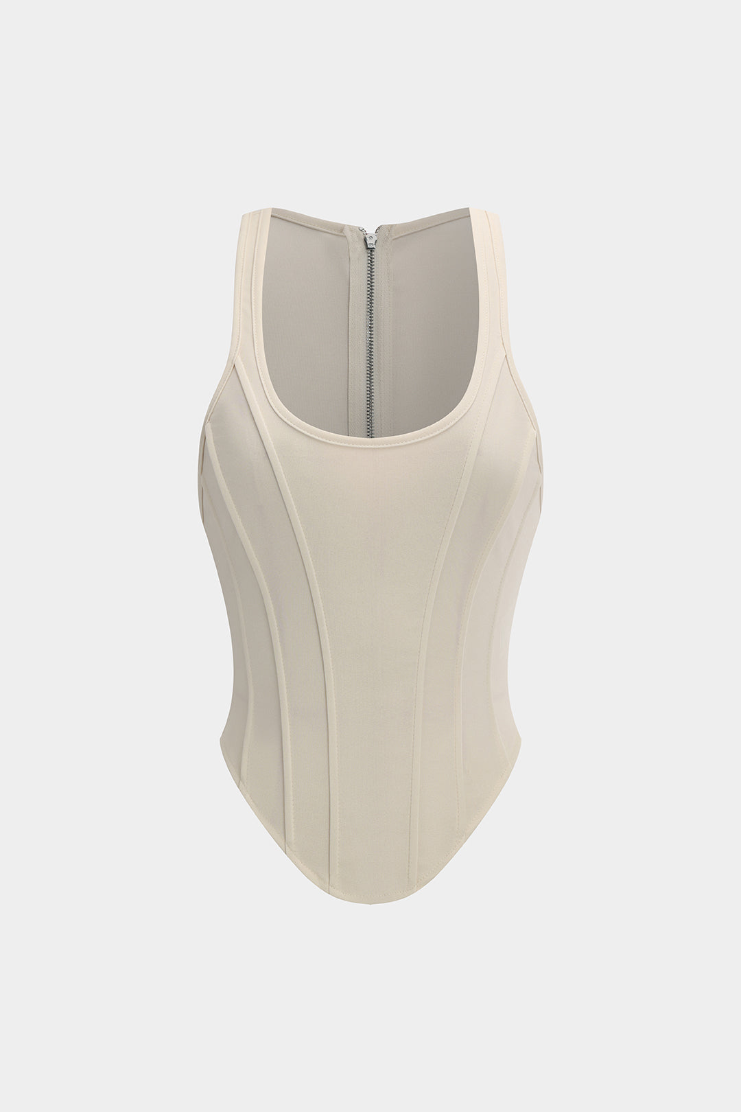 Zipper Tie-Up Corset Waist Tank Top