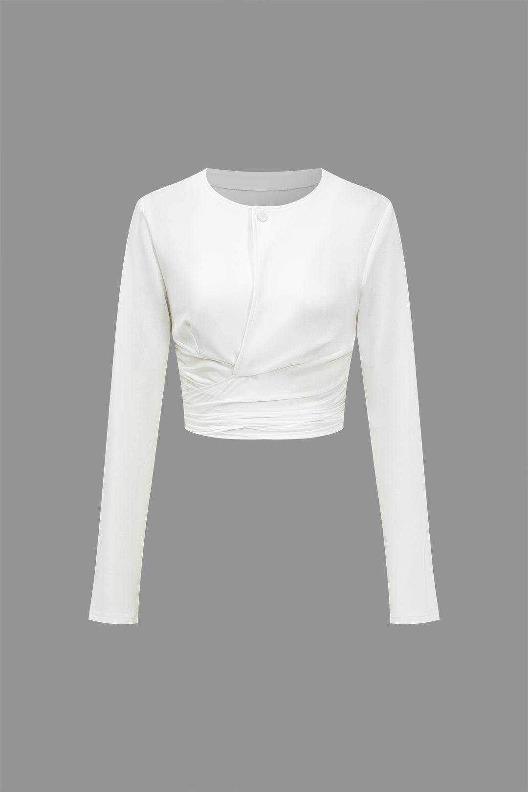 Solid Ruched Long Sleeve Top