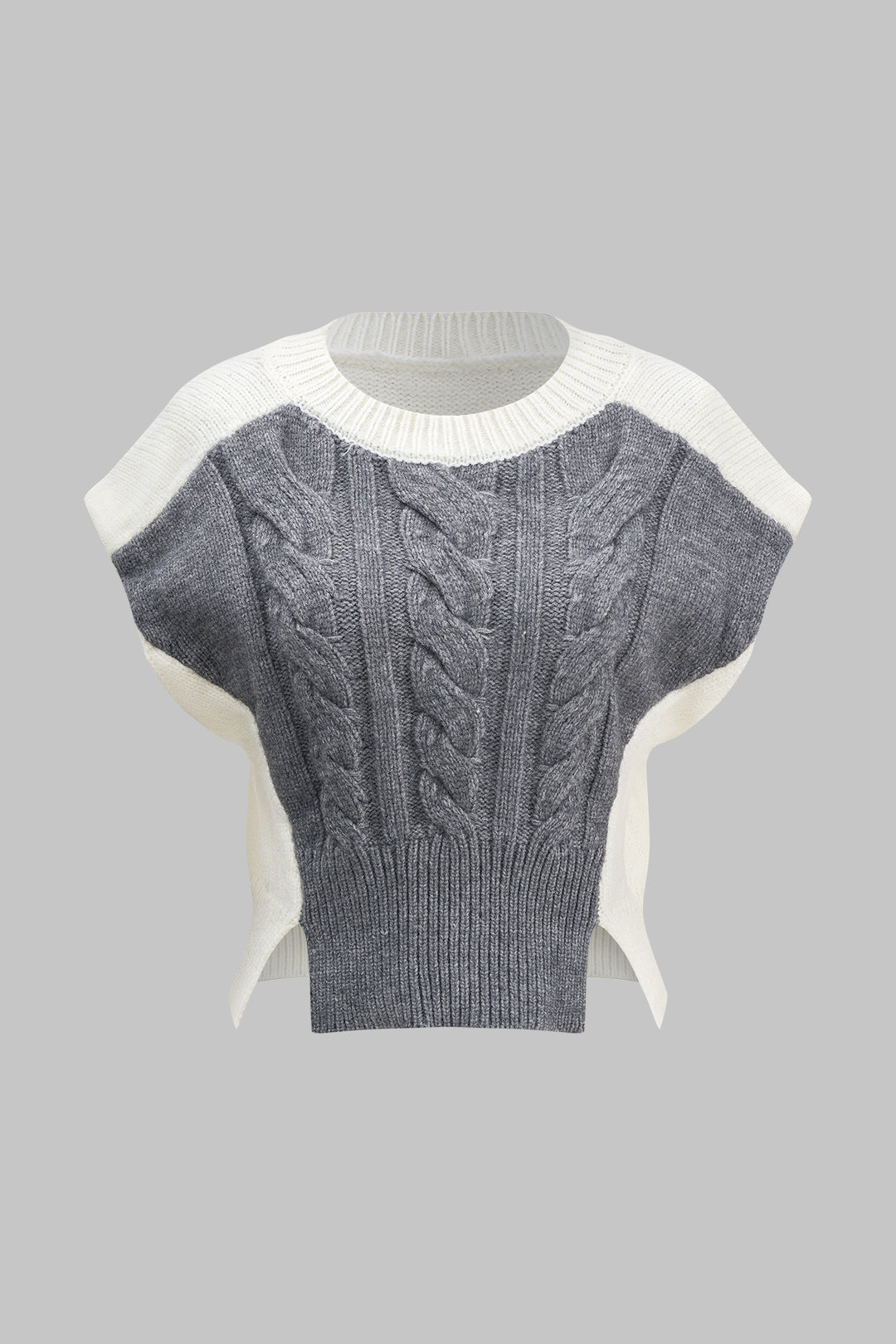 Knitted Patchwork Short-Sleeve Top