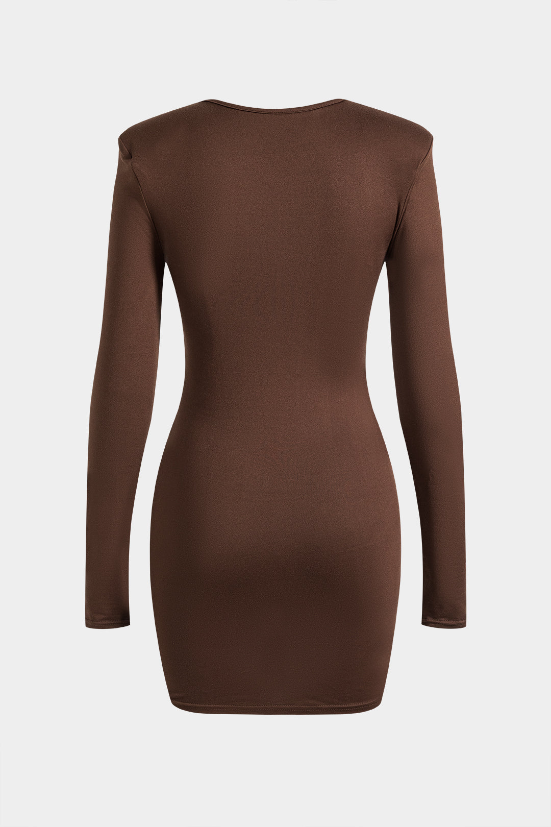 Ruched Crossed Round Neck Long Sleeve Mini Dress